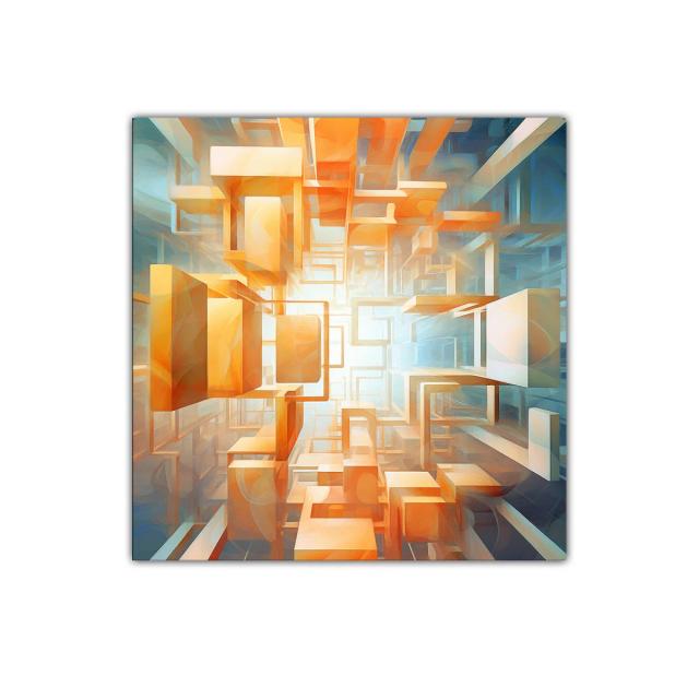 Composición abstracta con formas geométricas en tonos cálidos