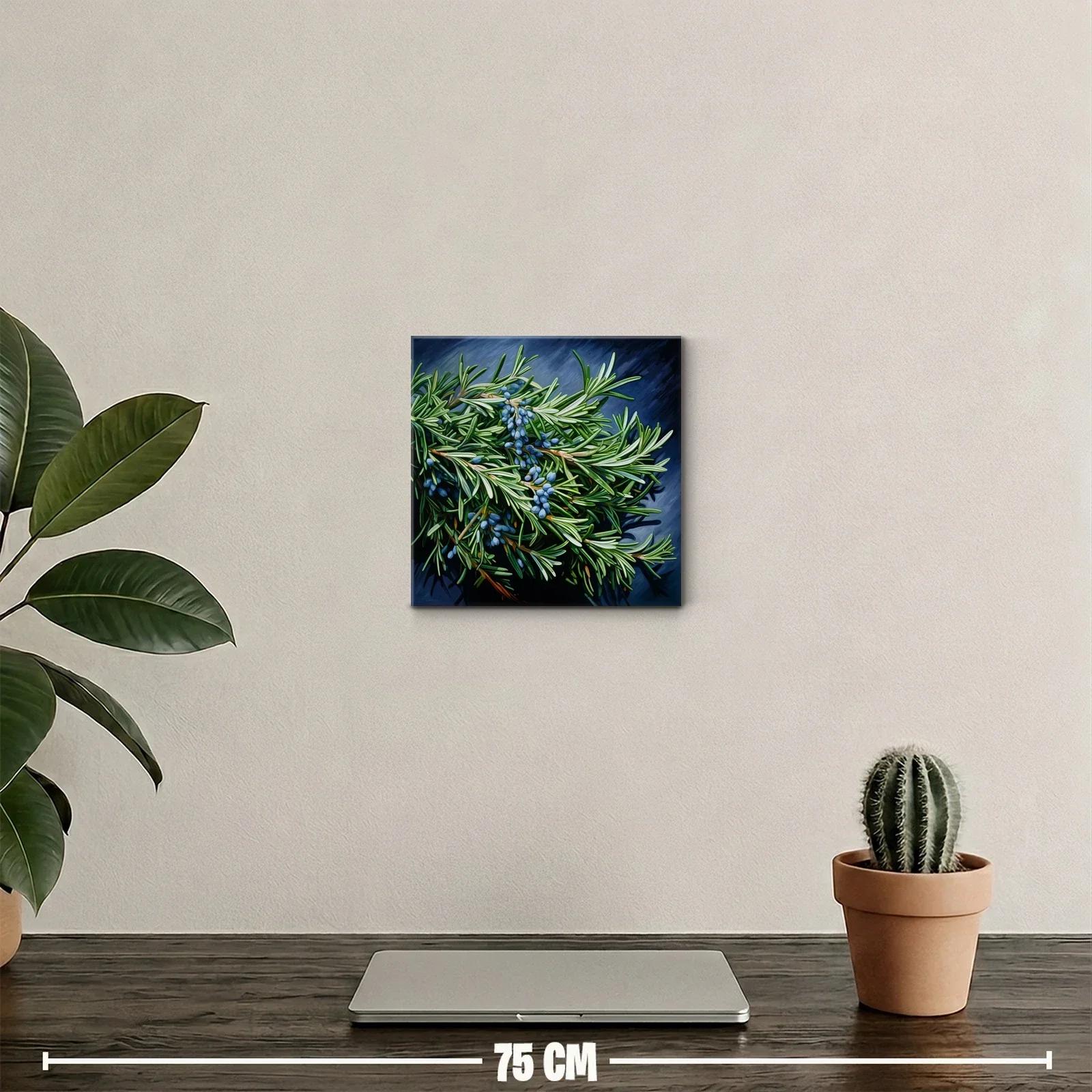 Ramas de plantas verdes con frutos azules en contraste oscuro — miniatura 2