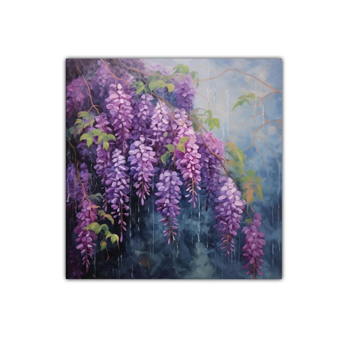 Elegancia floral en cascada con tonos violetas y verdes — imagen principal