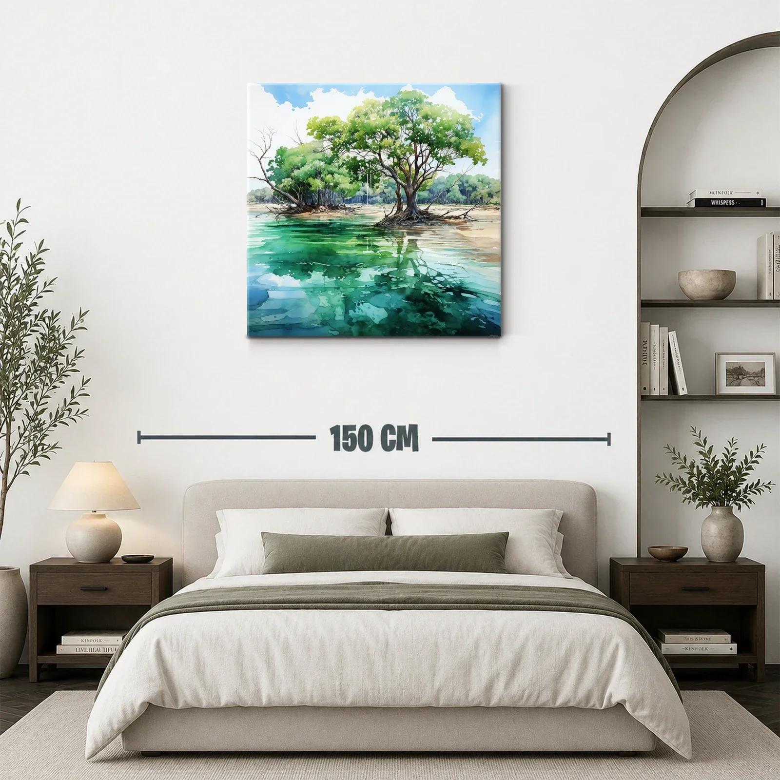 Paisaje natural con árboles reflejados en agua tranquila — miniatura 3