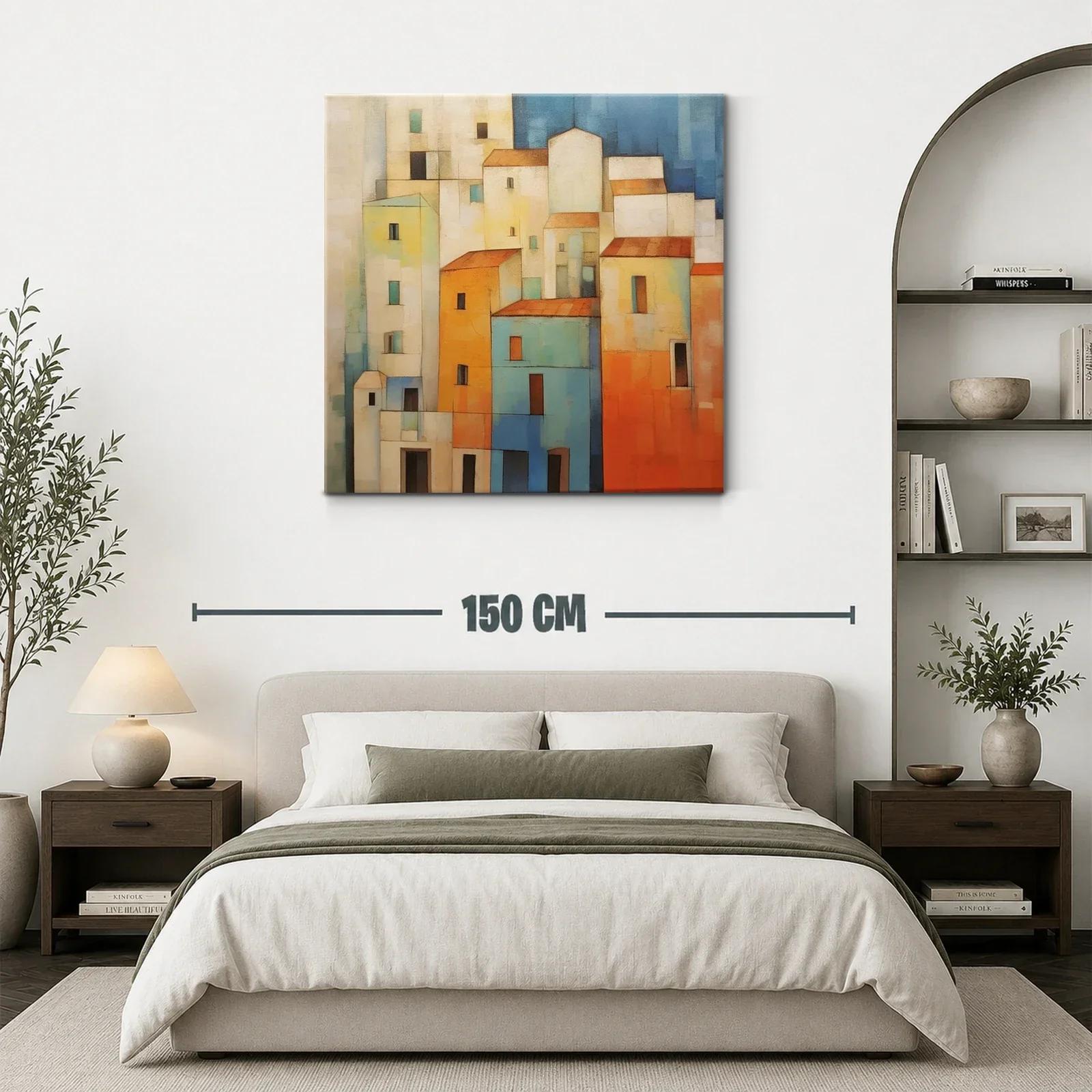 Composición urbana en tonos cálidos y azules vibrantes — miniatura 3