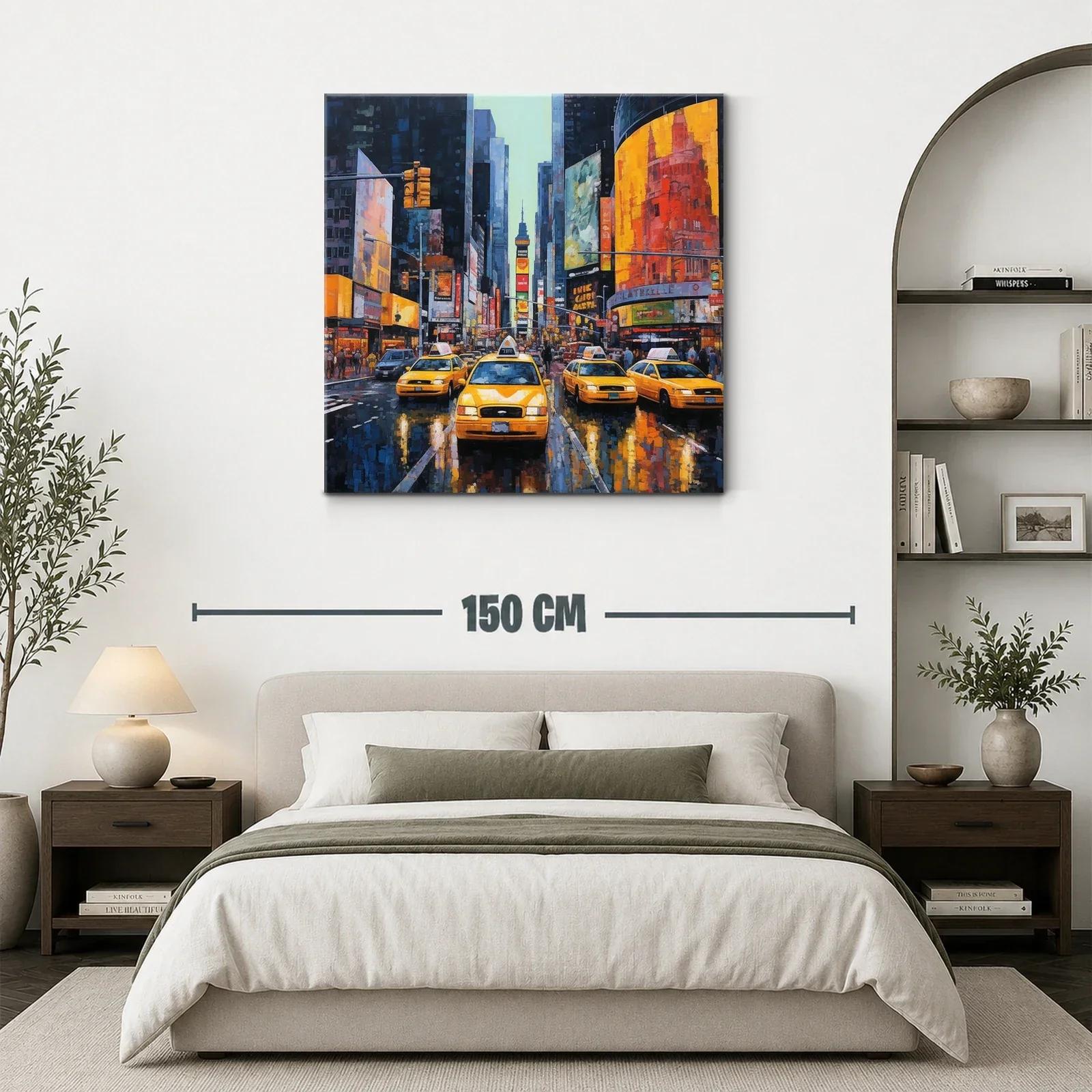 Ajetreo urbano con taxis amarillos en escena nocturna — miniatura 3