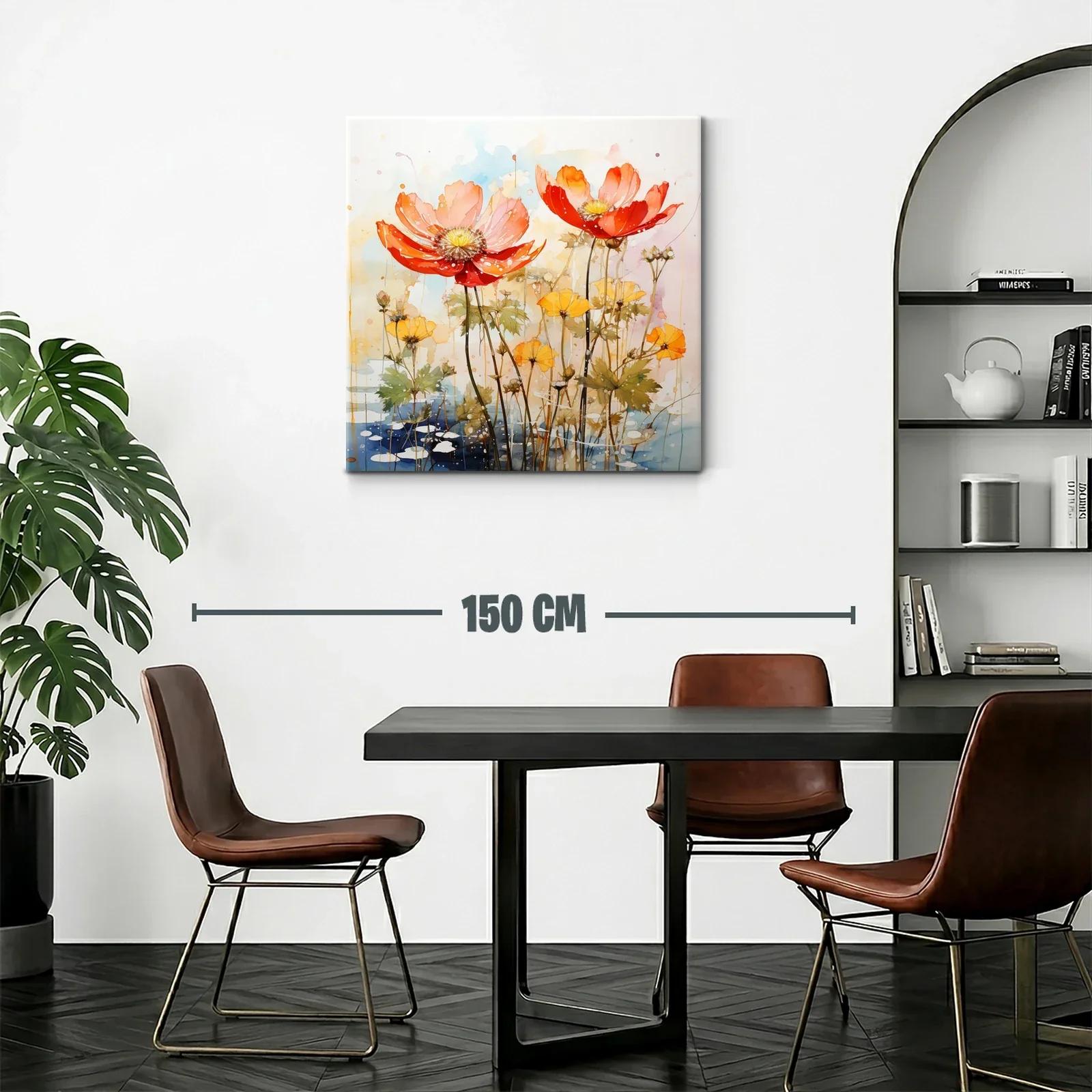 Flores vibrantes en tonos cálidos y suaves acuarelas — miniatura 2