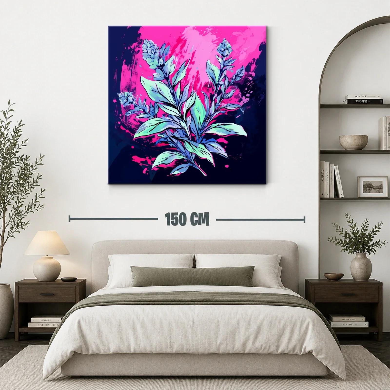 Cuadro floral moderno con tonos vibrantes y contrastes intensos — miniatura 3
