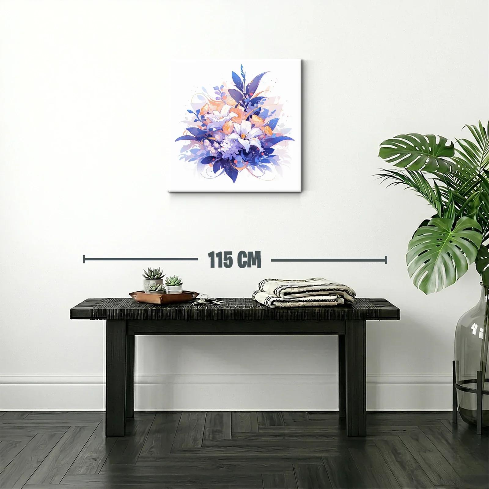 Armonioso ramo floral en tonos azules y melocotón — miniatura 2