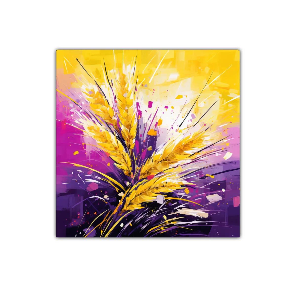 Ramo vibrante de espigas doradas en explosión de color — imagen principal