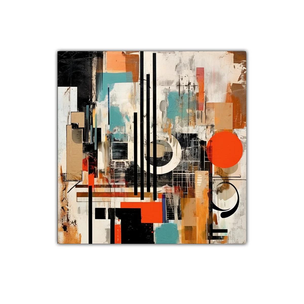 Composición abstracta con formas geométricas y colores vibrantes