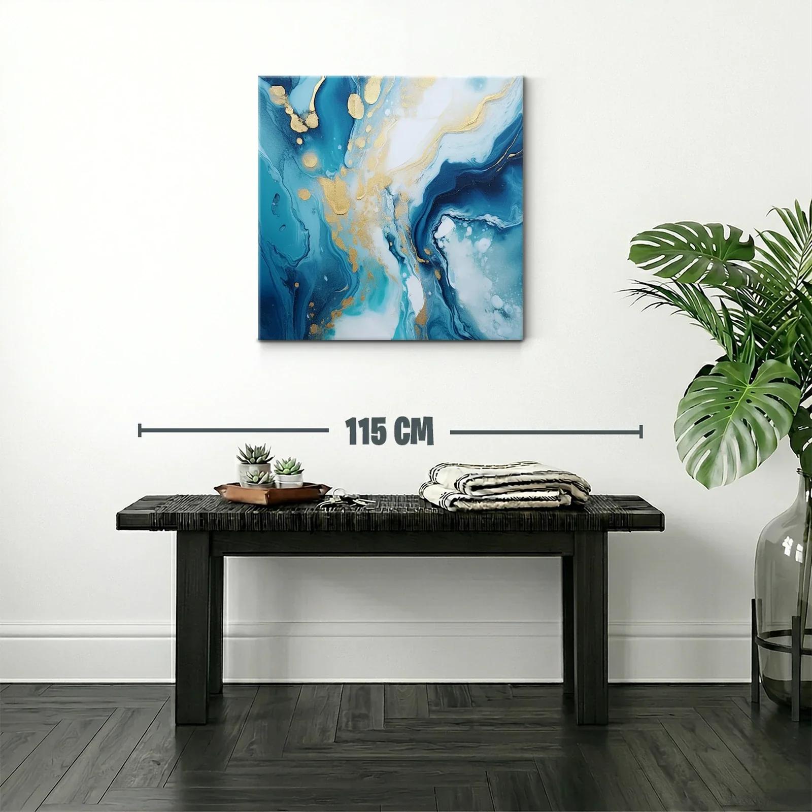 Cuadro abstracto en tonos azules y dorados elegantes — miniatura 2