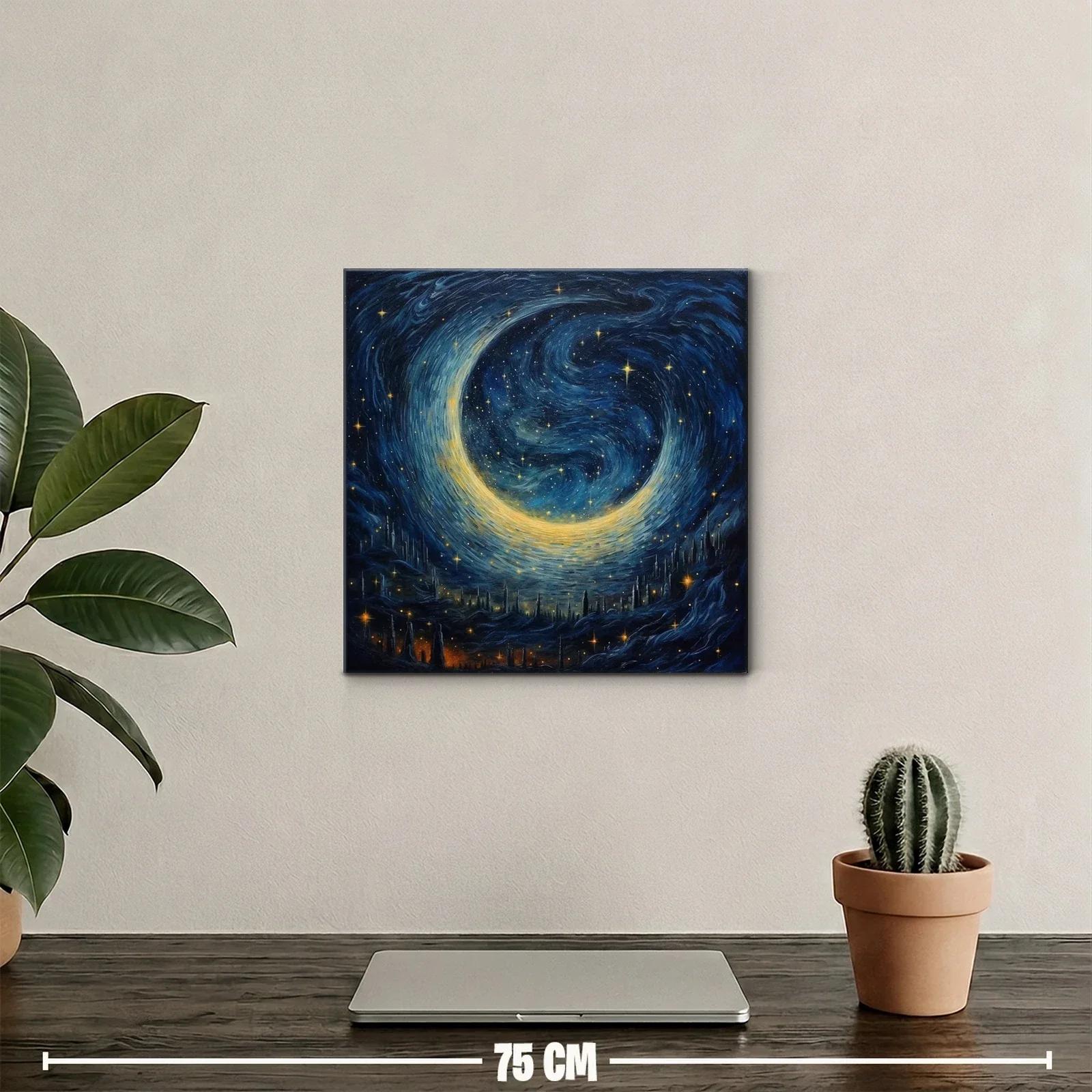Inspirador cielo estrellado con luna brillante y galaxias en movimiento — miniatura 2
