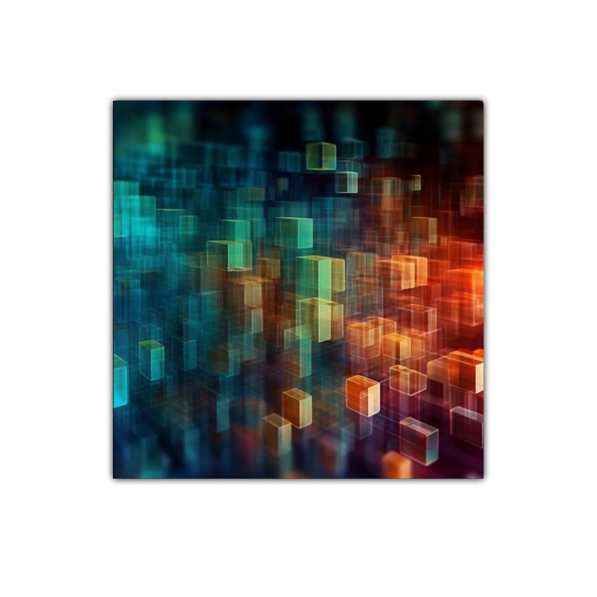 Composición abstracta de cubos translúcidos en colores vibrantes