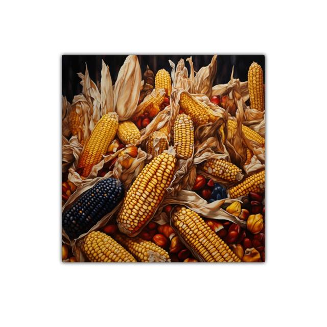 Cuadro decorativo con maíz y tonos cálidos para ambientes rústicos
