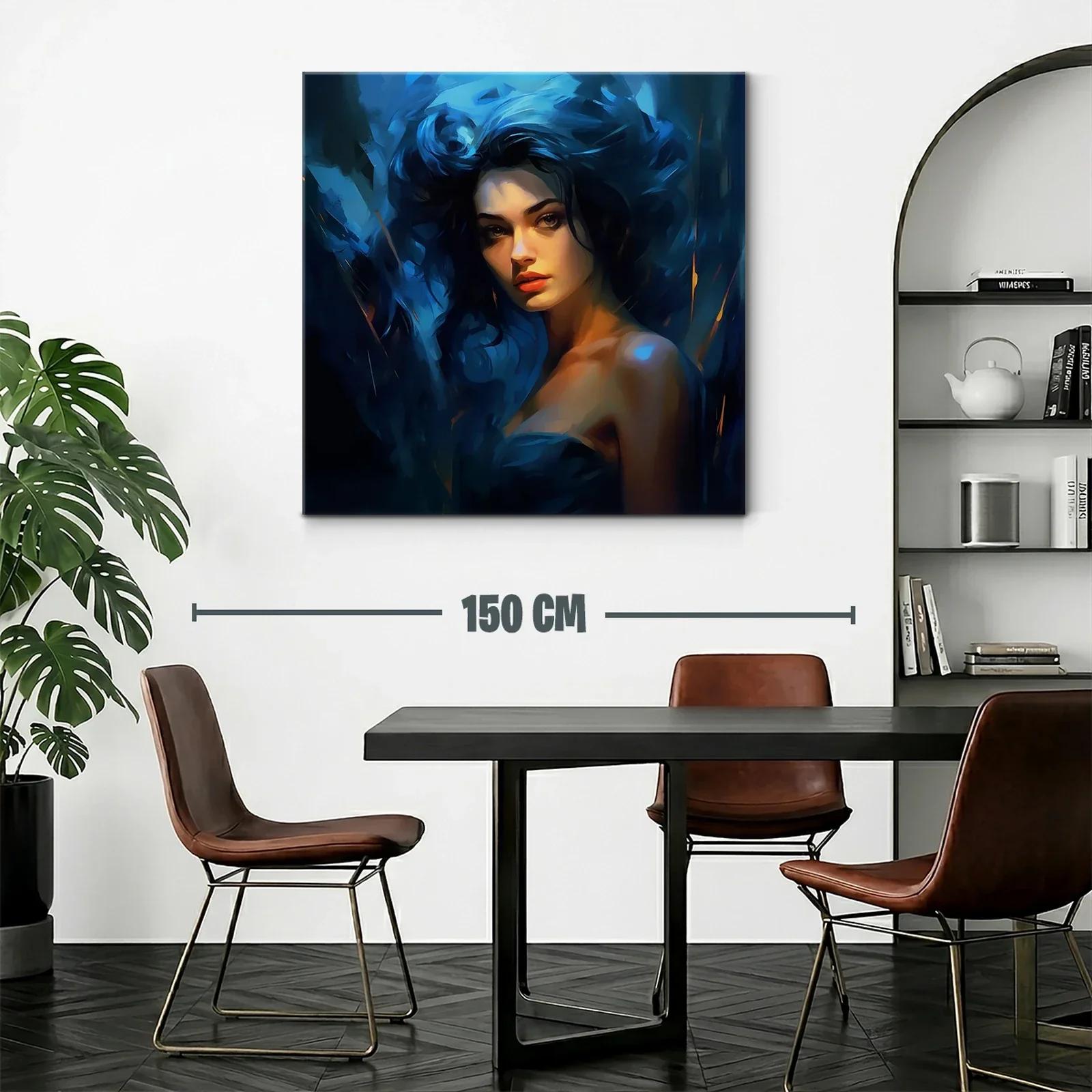 Retrato femenino con luces y sombras en tonos azules — miniatura 2