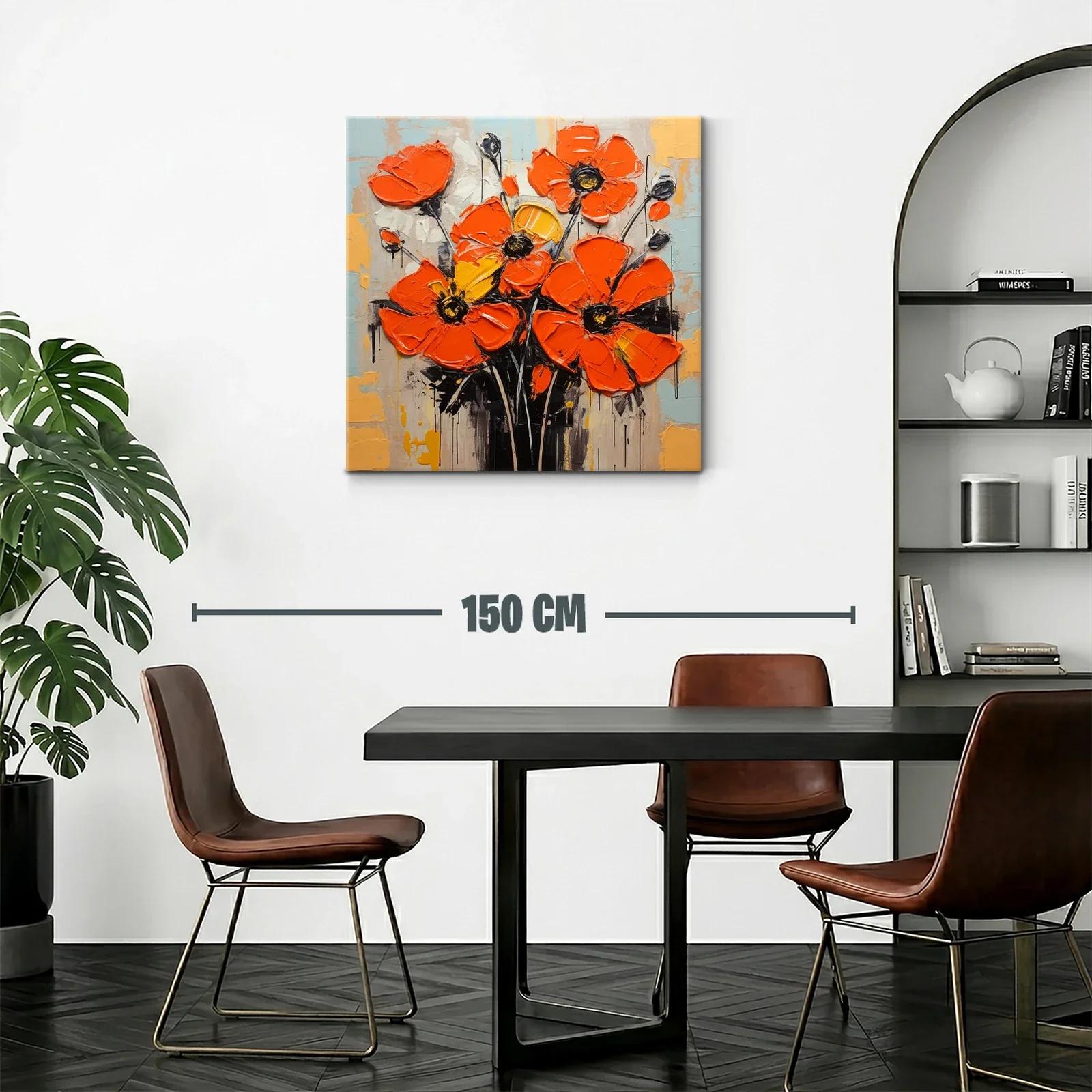 Cuadro con amapolas vibrantes en tonos anaranjados y amarillo — miniatura 2
