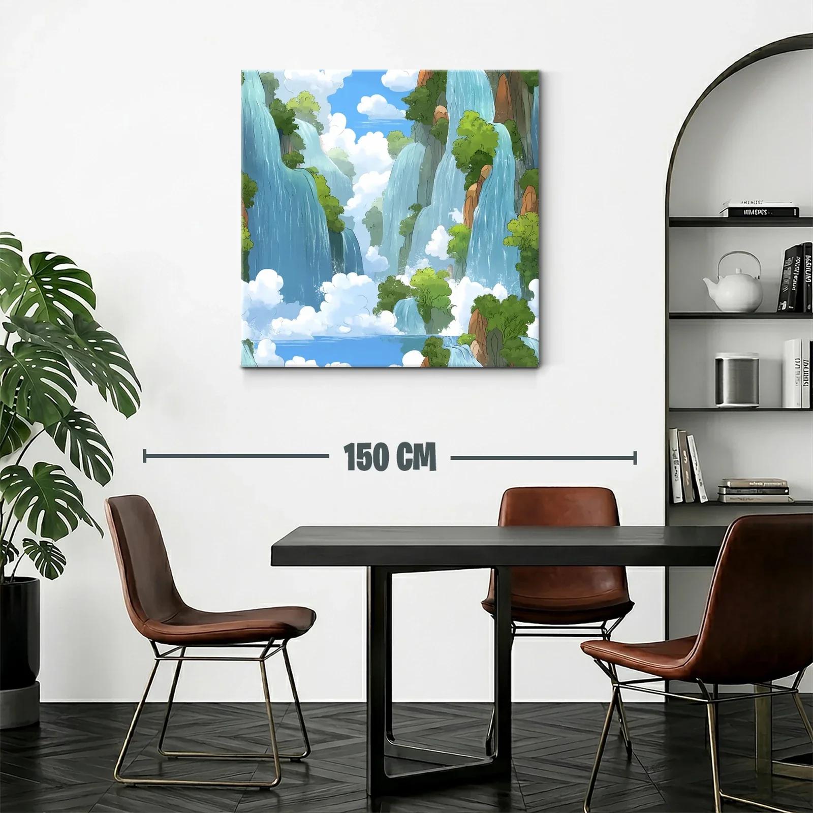 Paisaje de cascadas entre nubes y vegetación frondosa — miniatura 2
