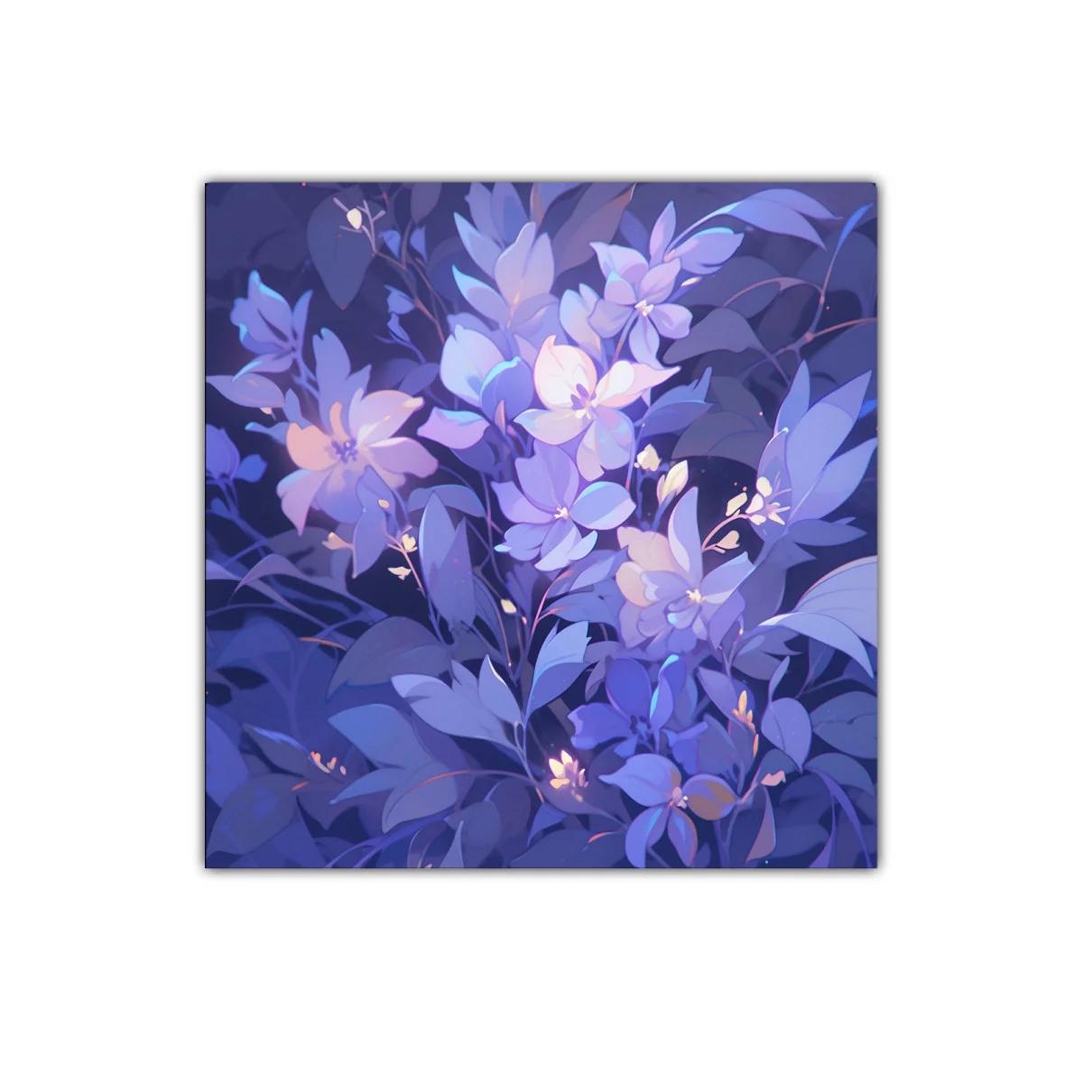 Cuadro decorativo con flores en tonos lilas y azules suaves — imagen principal
