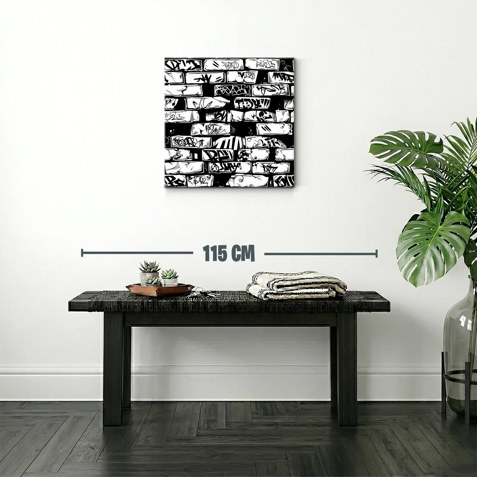 Arte urbano con grafitis en patrón monocromo moderno — miniatura 2