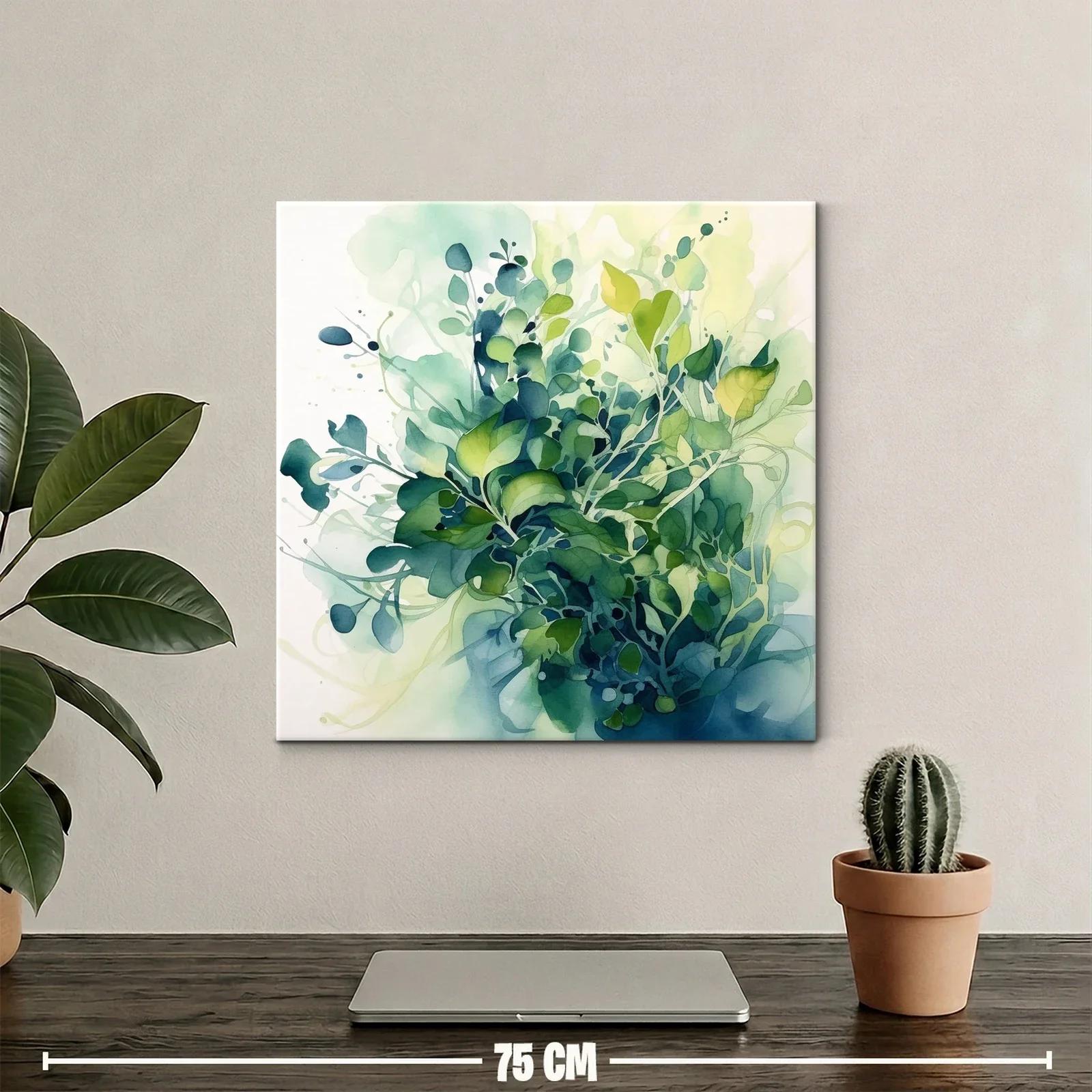 Composición abstracta de hojas en tonos verdes y azules — miniatura 2