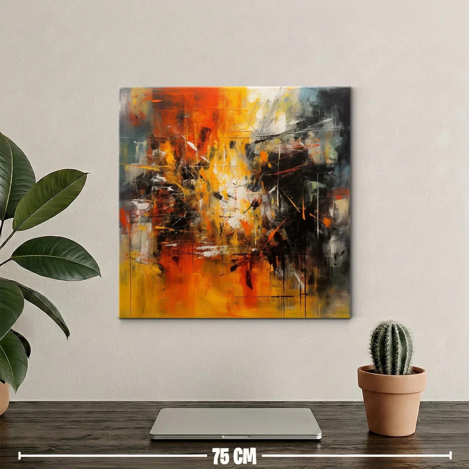 Cuadro abstracto con vibrante explosión de tonos cálidos — miniatura 2
