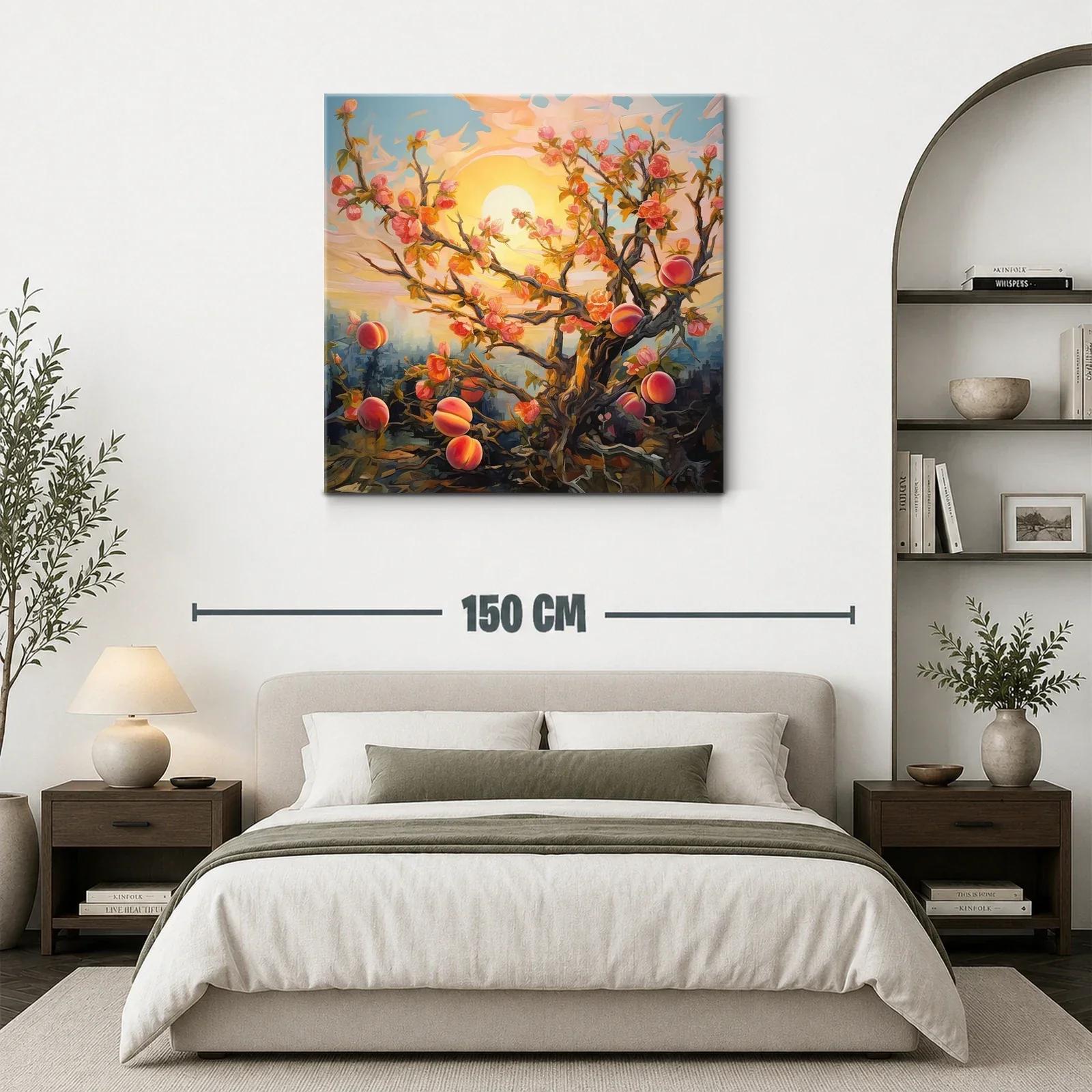 Árbol de duraznos en flor bajo la luz del atardecer — miniatura 3