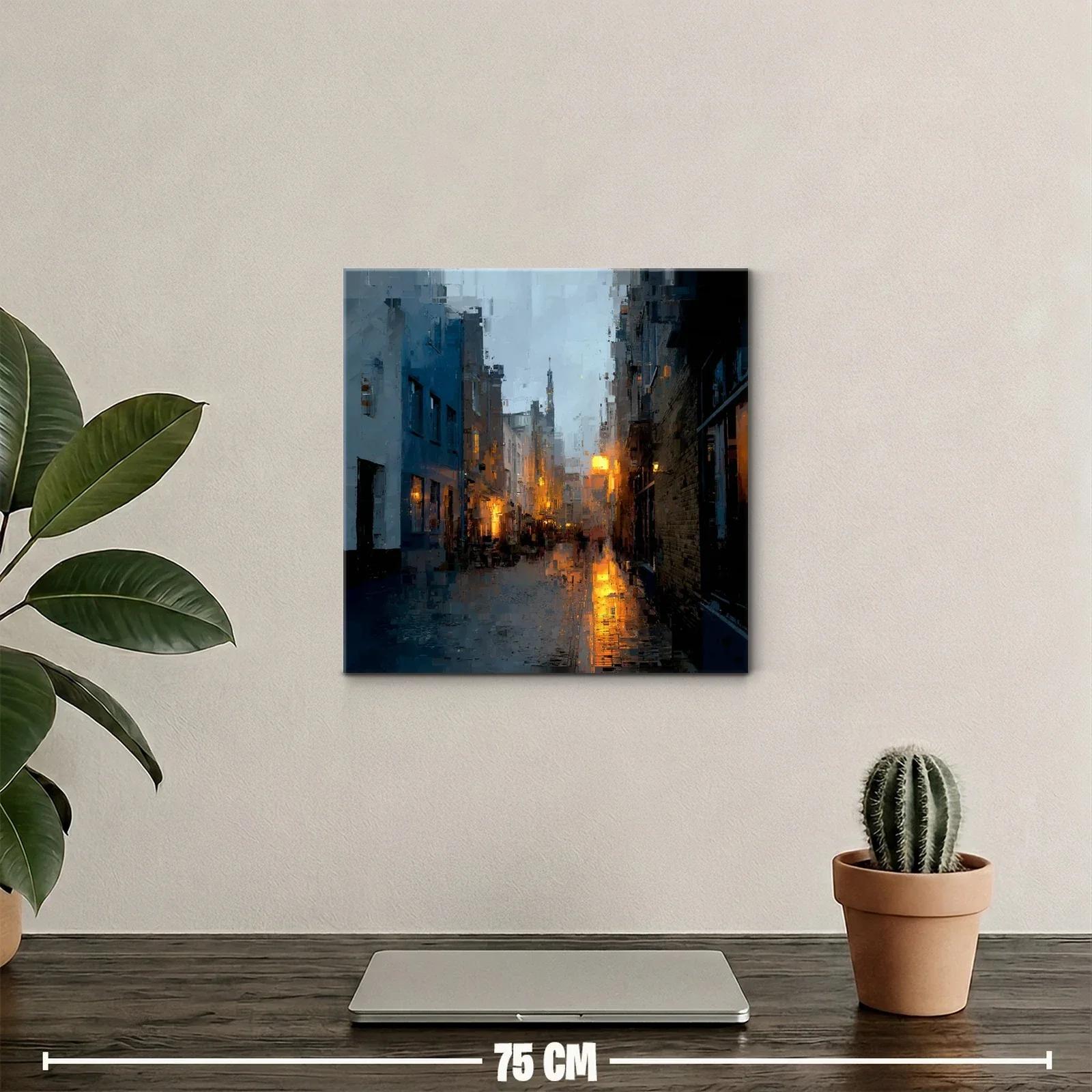 Atardecer urbano con luces cálidas y reflejos dorados — miniatura 2