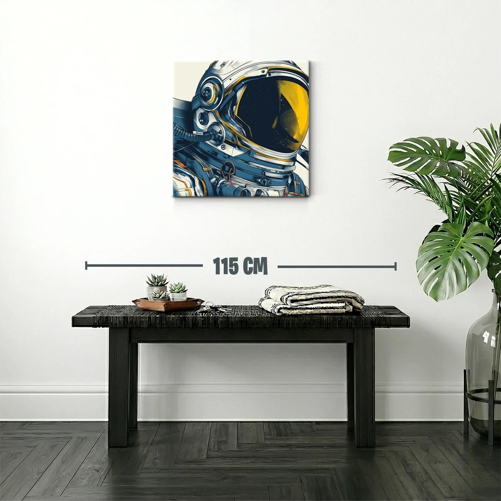 Cuadro astronauta futurista con detalles en azul y amarillo — miniatura 2