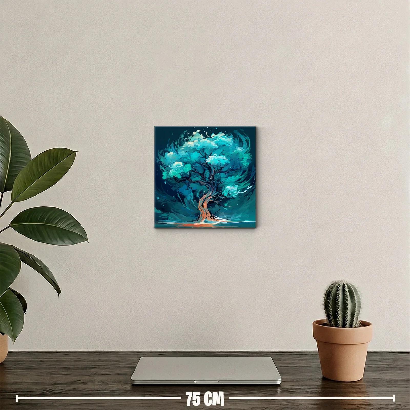 Árbol vibrante en tonos turquesa y azul profundo — miniatura 2