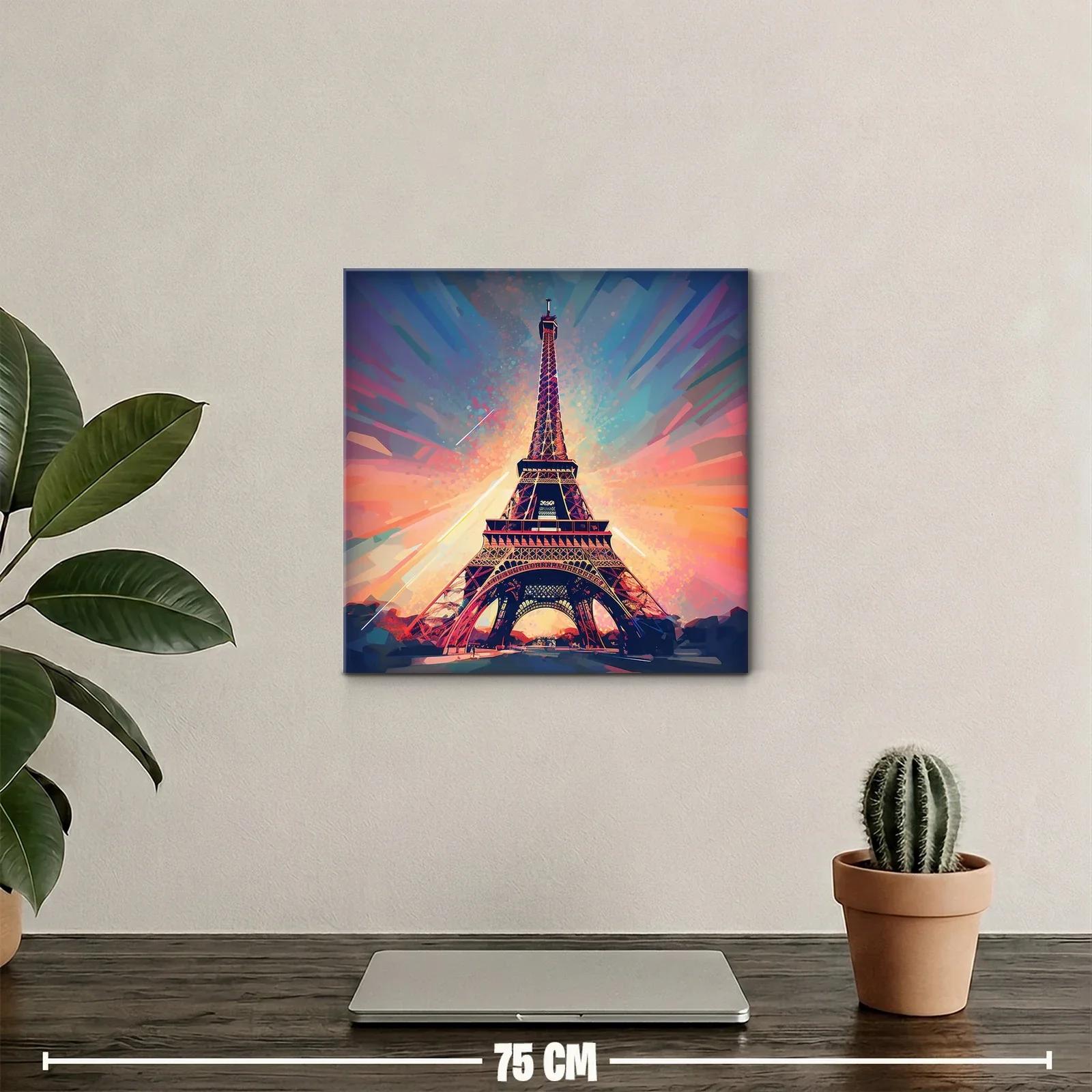Cuadro Torre Eiffel con vibrantes tonos y luz cálida — miniatura 2