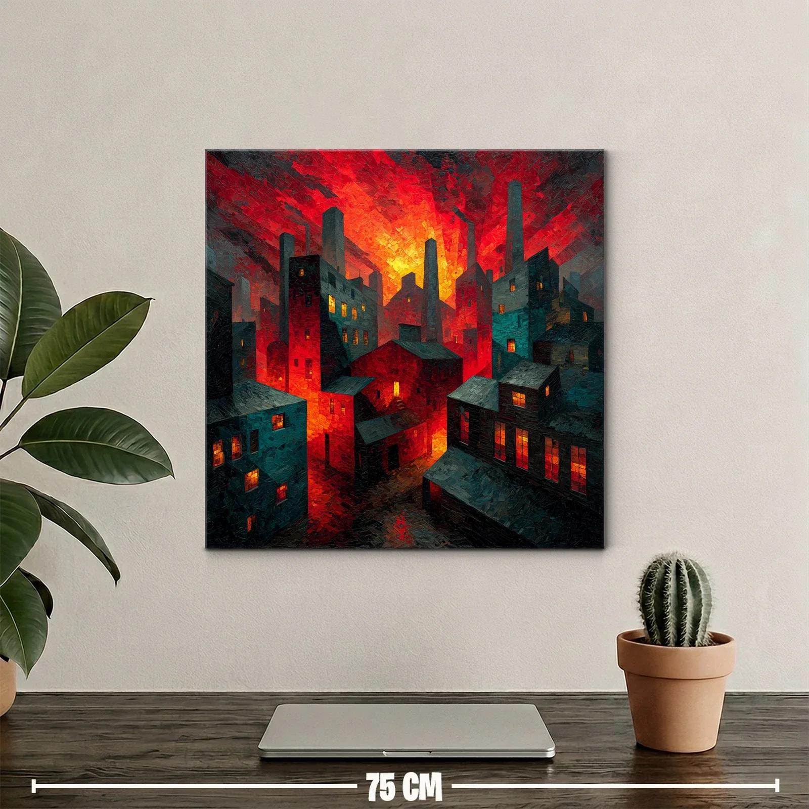Atardecer ardiente en paisaje urbano industrial — miniatura 2