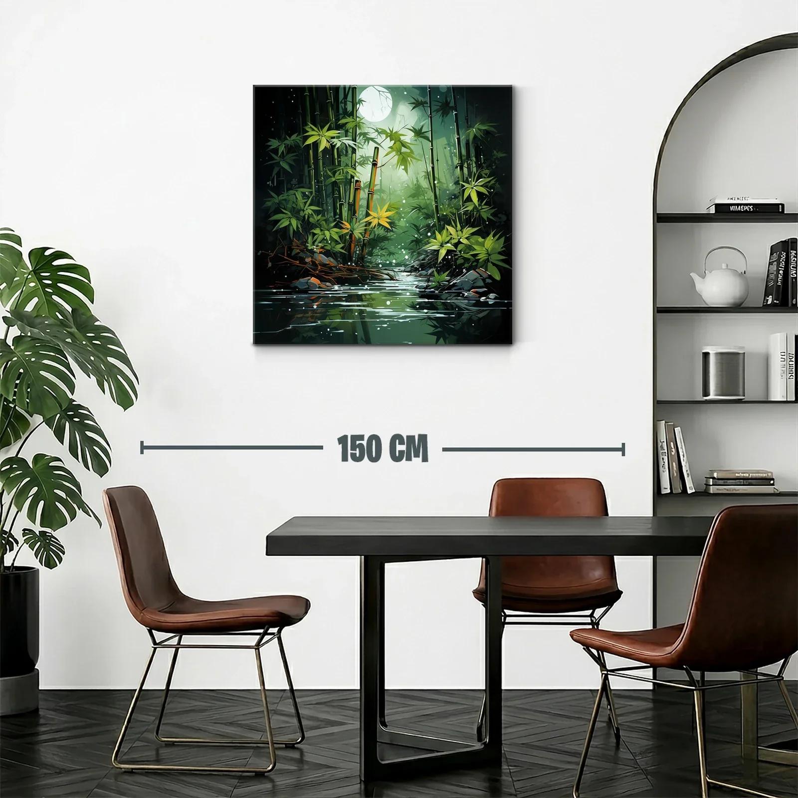 Bosque de bambú bajo la luz de luna llena en calma — miniatura 2