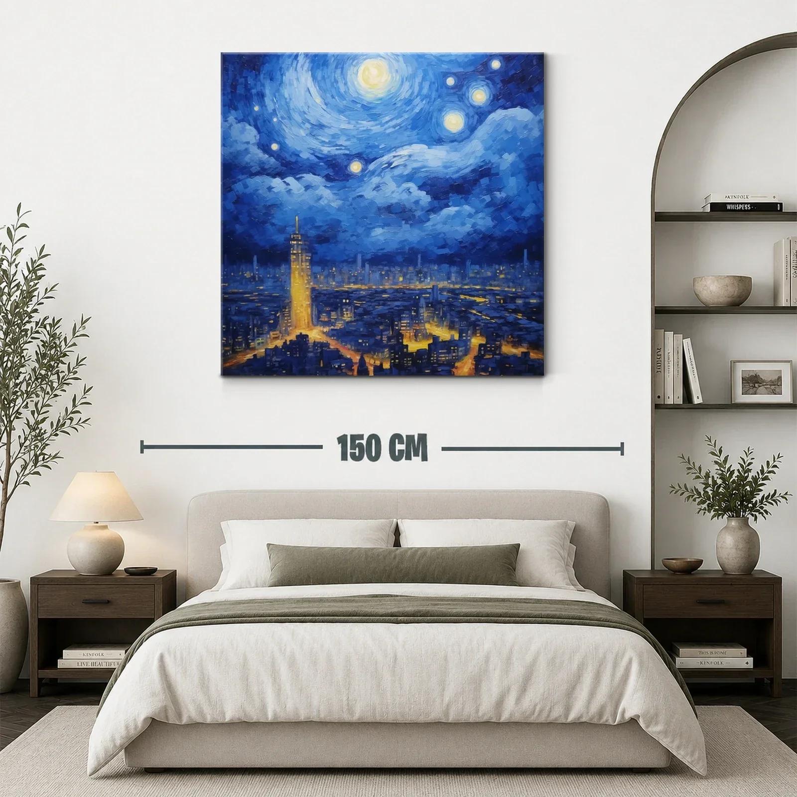 Paisaje nocturno urbano con cielo estrellado vibrante — miniatura 3