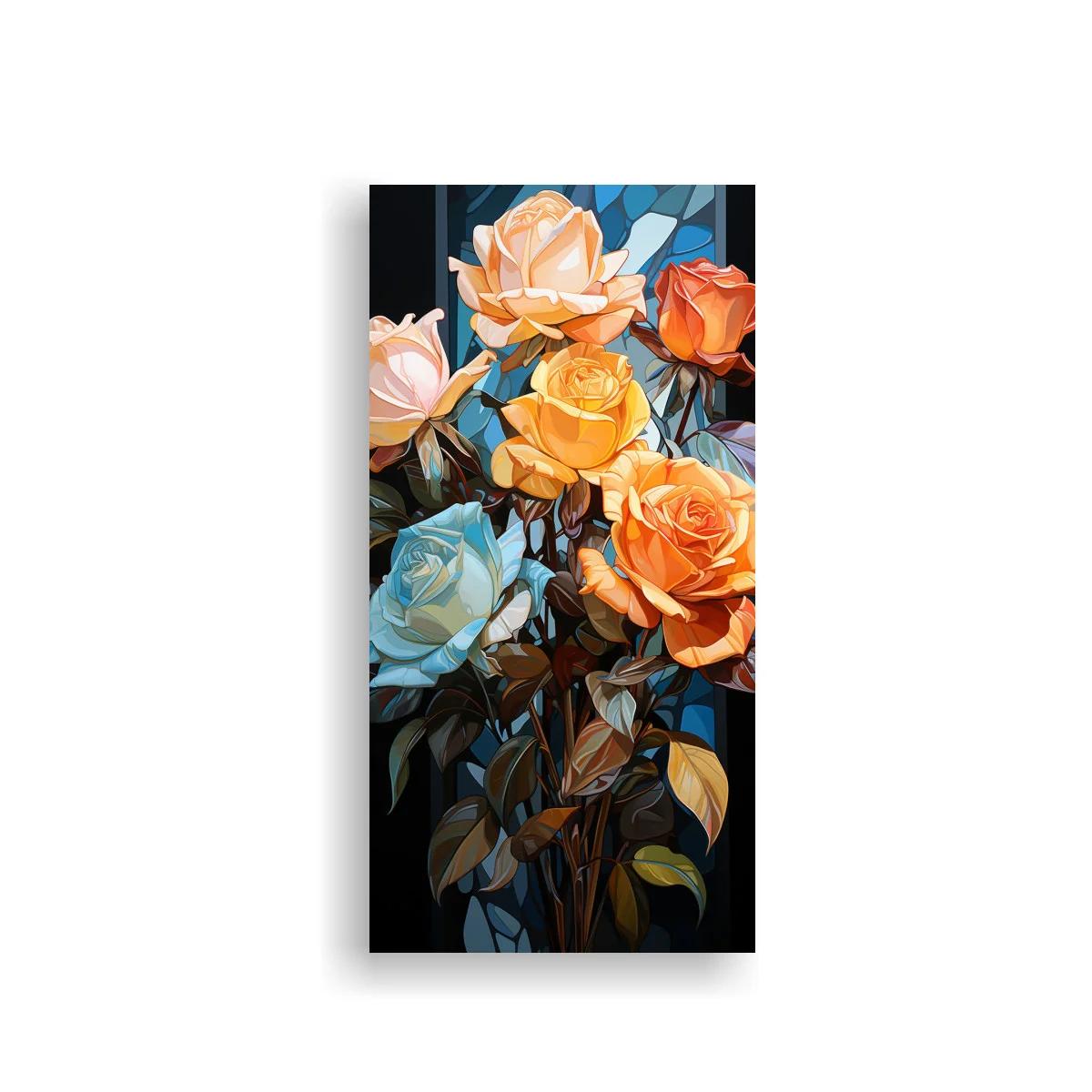 Cuadro ramo de rosas con fondo geométrico — imagen principal
