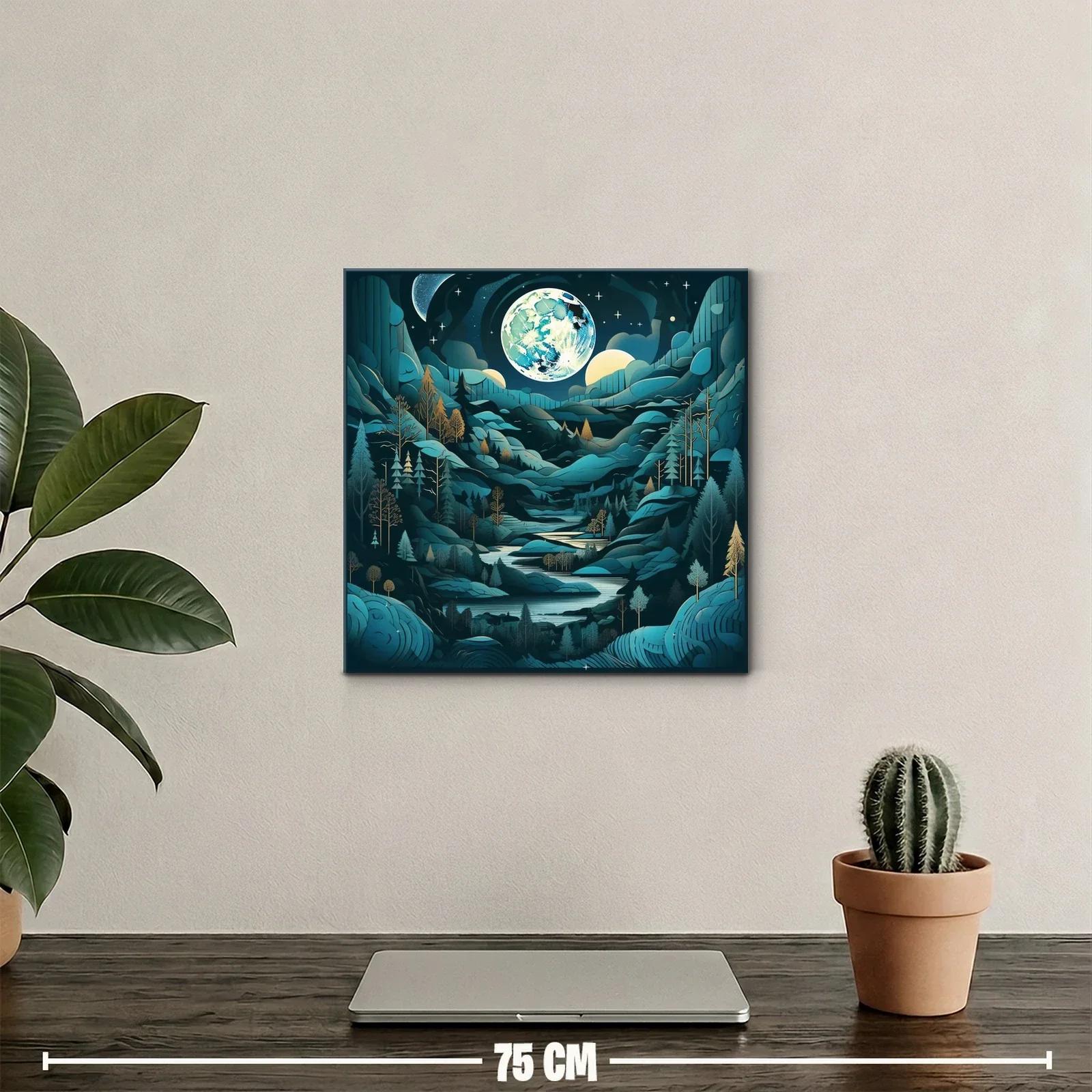 Paisaje nocturno con efecto de luna llena brillante — miniatura 2