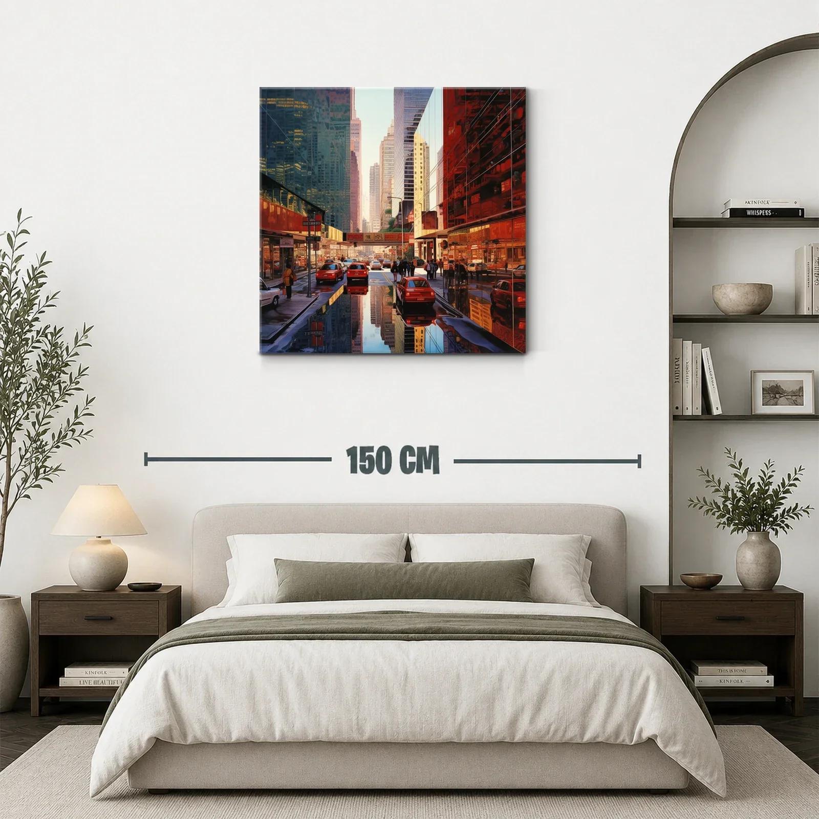 Calle urbana con reflejos de rascacielos y tráfico diario — miniatura 3