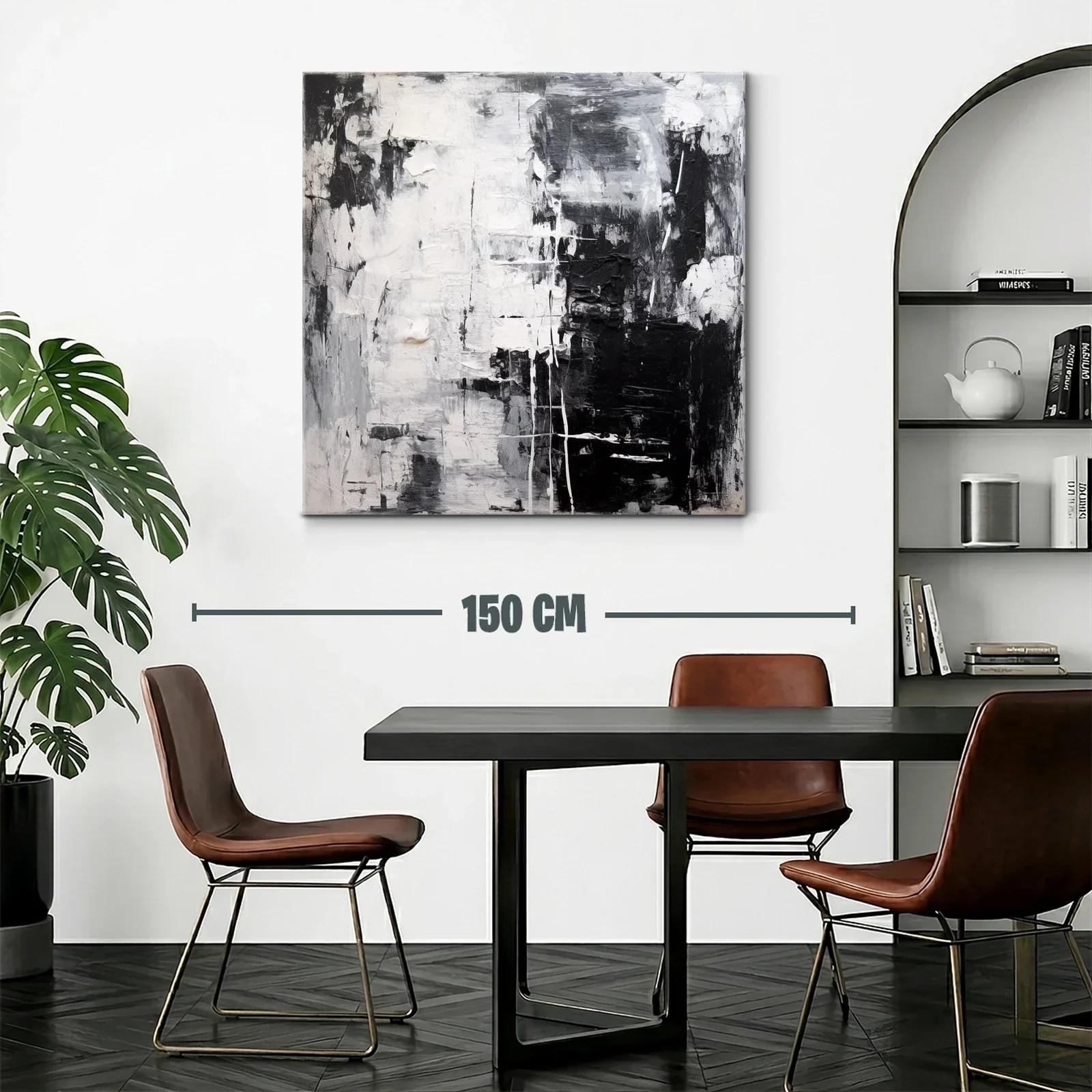 Cuadro abstracto en blanco y negro para ambientes modernos — miniatura 2