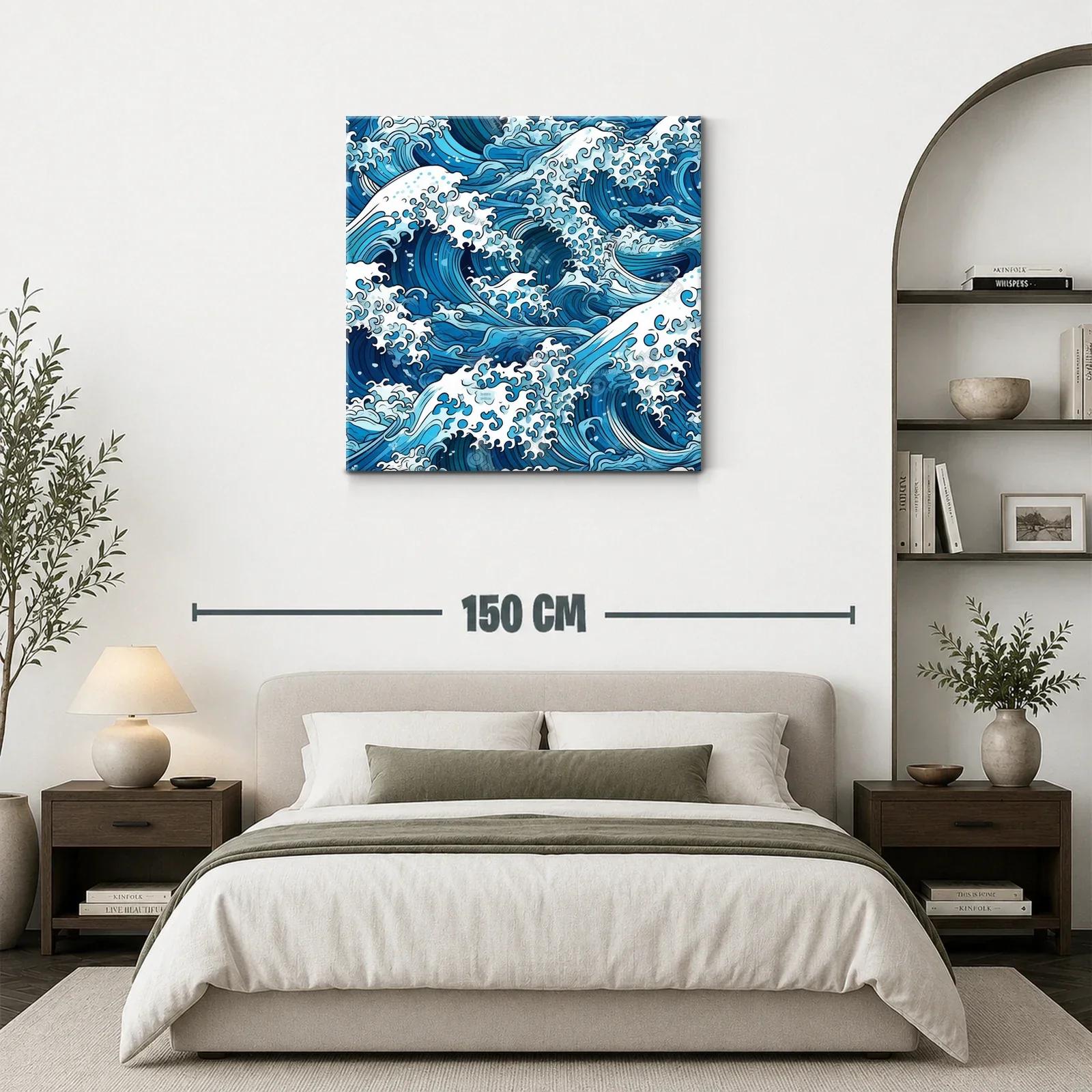 Cuadro vibrante con olas marinas en tonos azules — miniatura 3