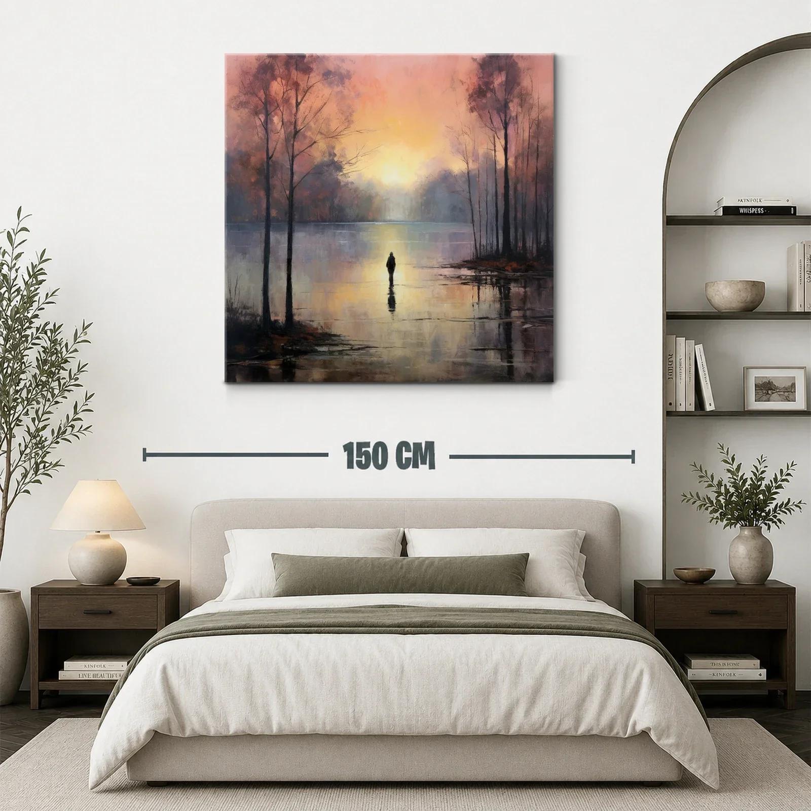 Paisaje sereno al amanecer con figura solitaria — miniatura 3