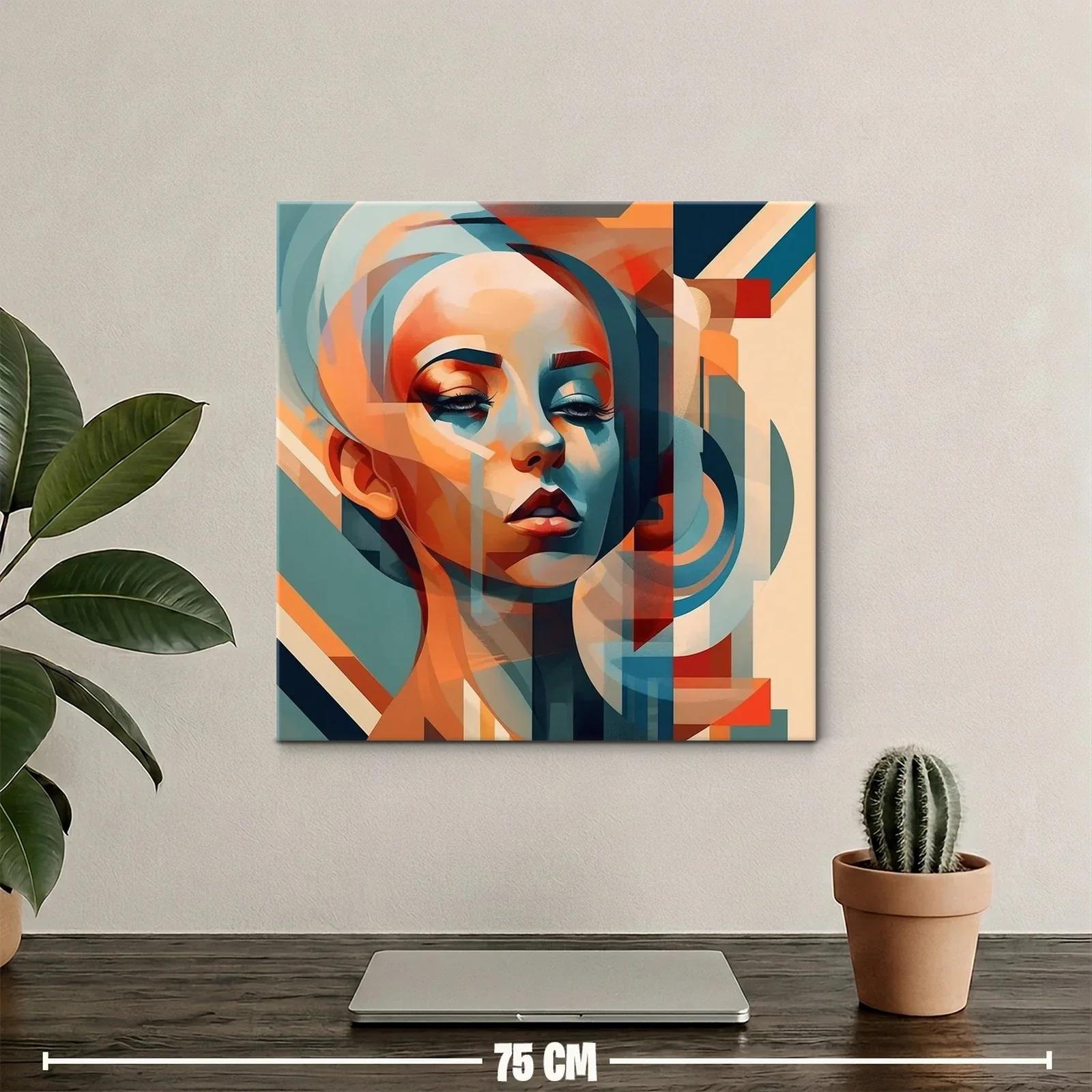 Retrato abstracto femenino con tonos cálidos y fríos — miniatura 2