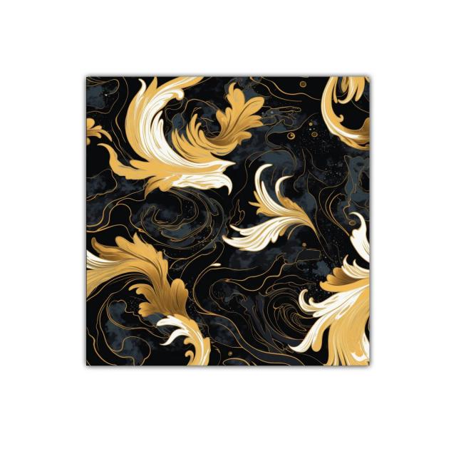 Cuadro decorativo con motivos barrocos dorados y negros