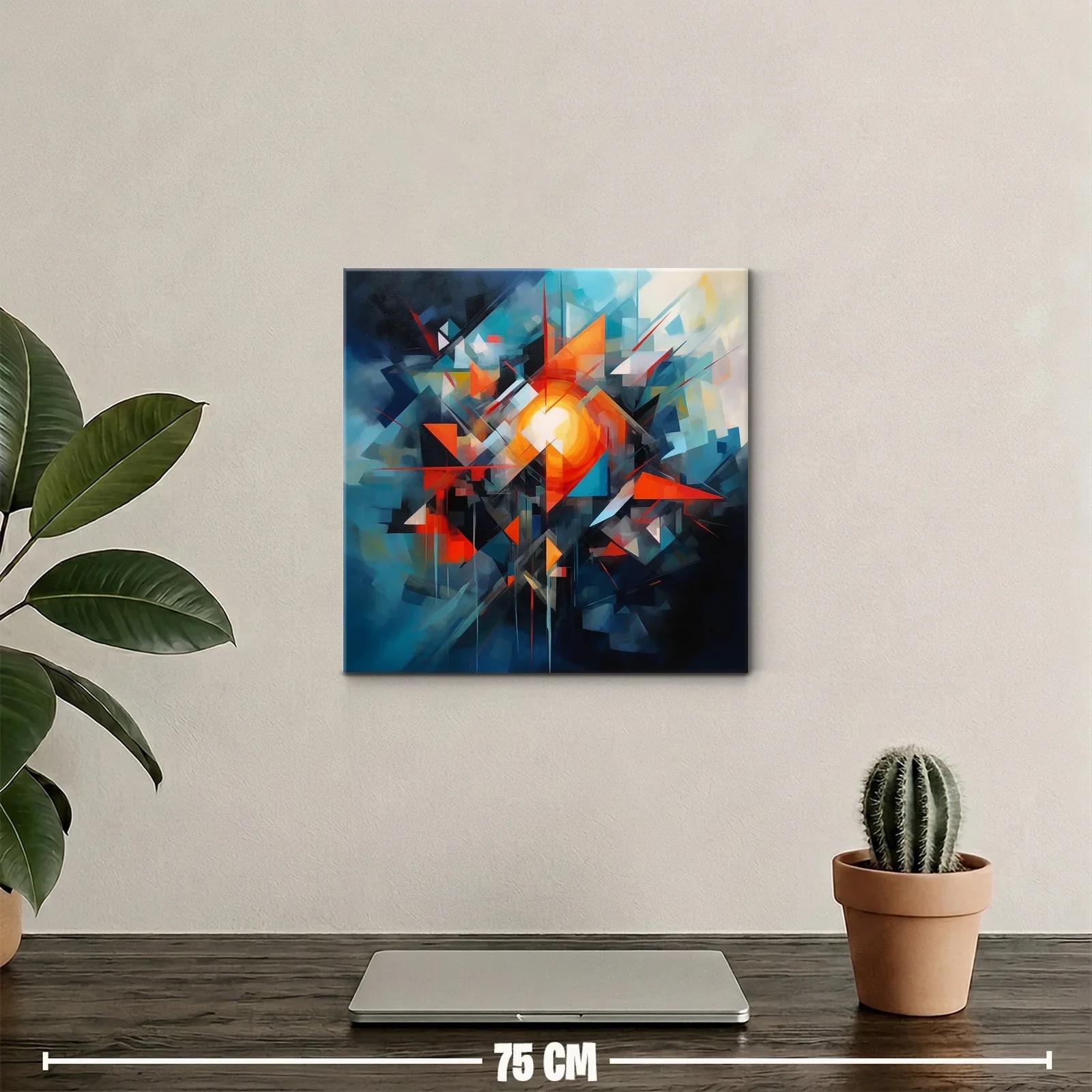 Cuadro abstracto con formas geométricas y luz vibrante — miniatura 2
