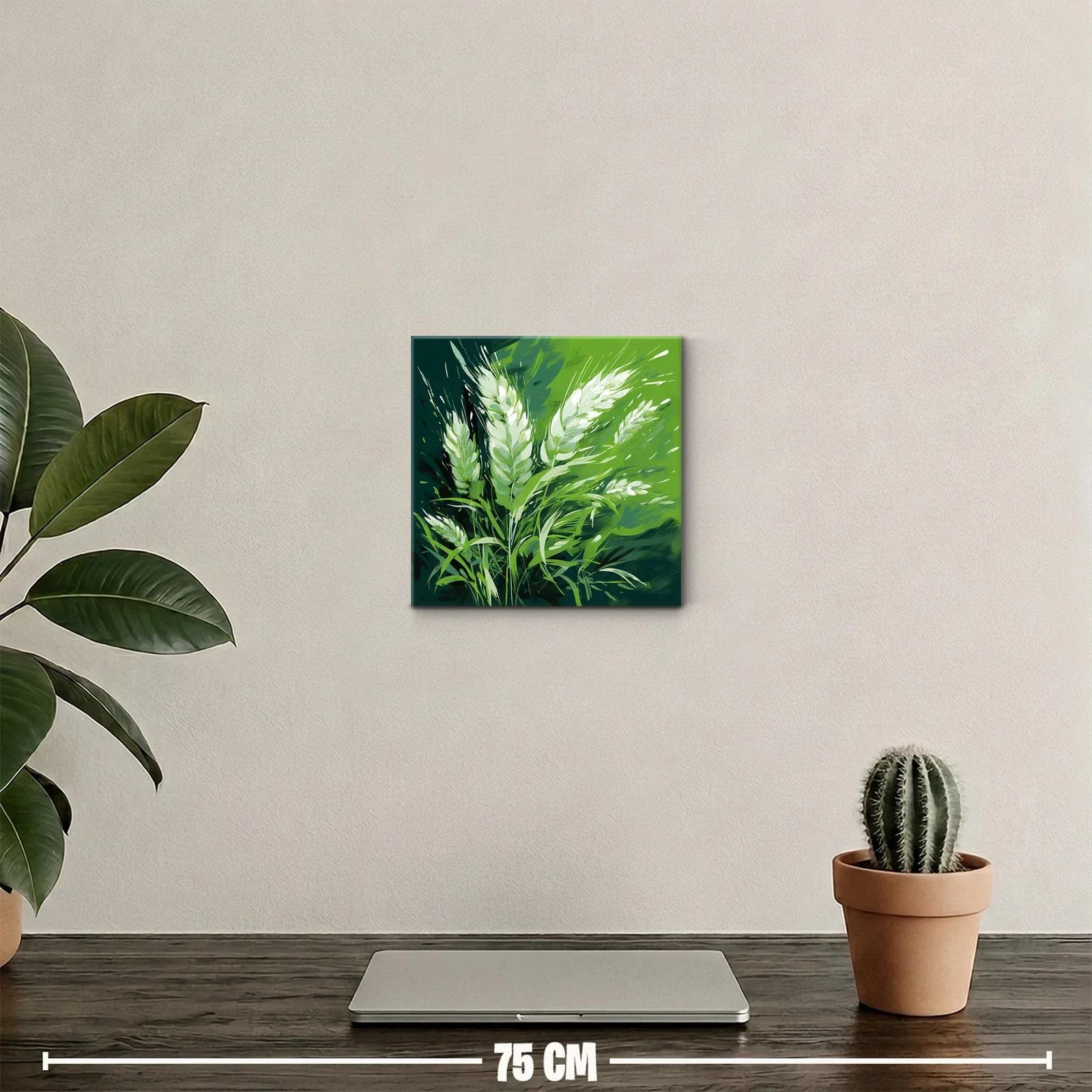 Cuadro decorativo con espigas en tonos verdes vibrantes — miniatura 2