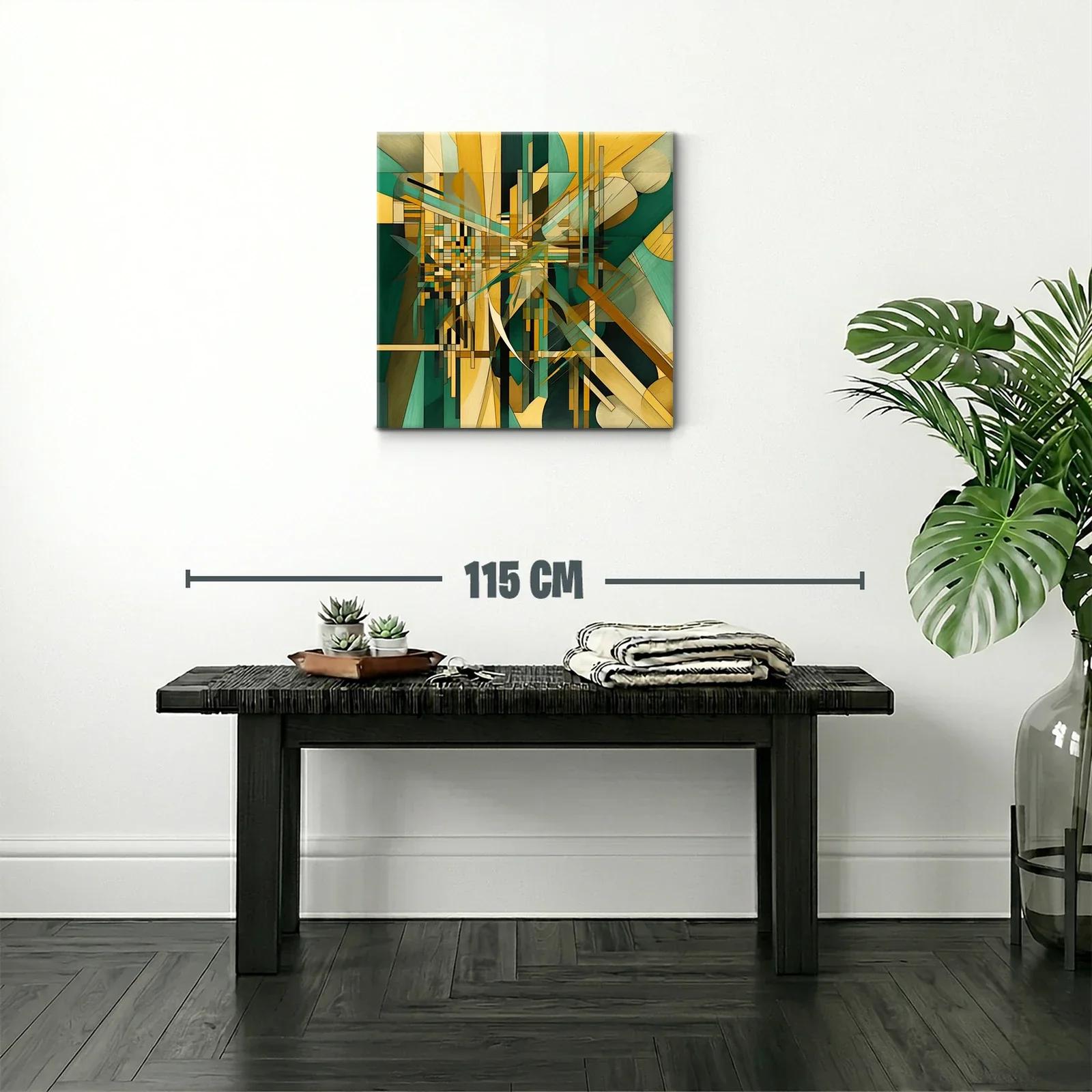 Composición abstracta en tonos verdes y dorados vibrantes — miniatura 2