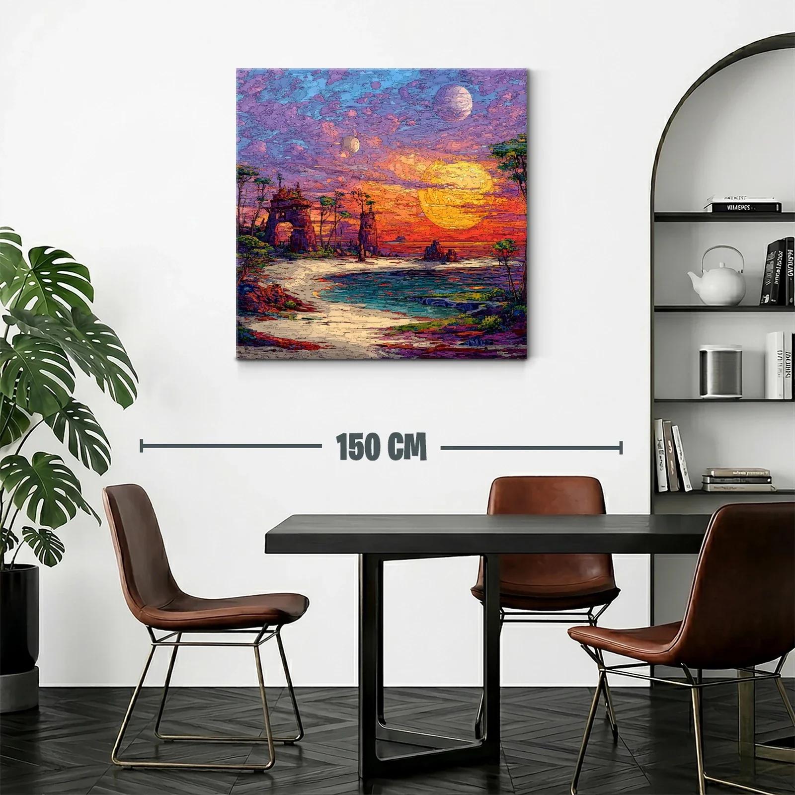 Paisaje Onírico con Dos Lunas al Atardecer — miniatura 2