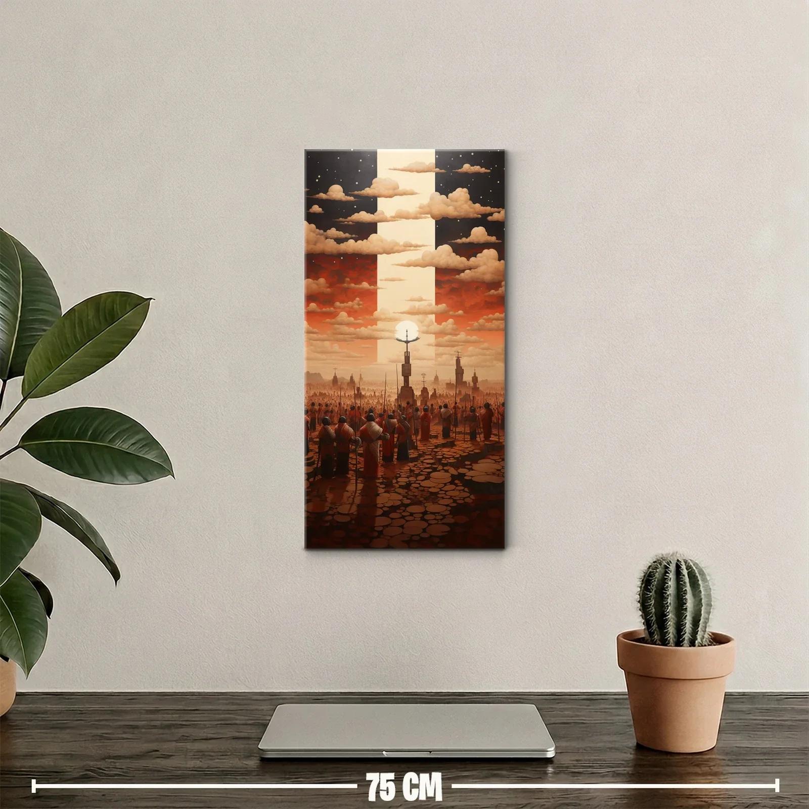 Cuadro árbol solitario con multitud y luz dramática — miniatura 2