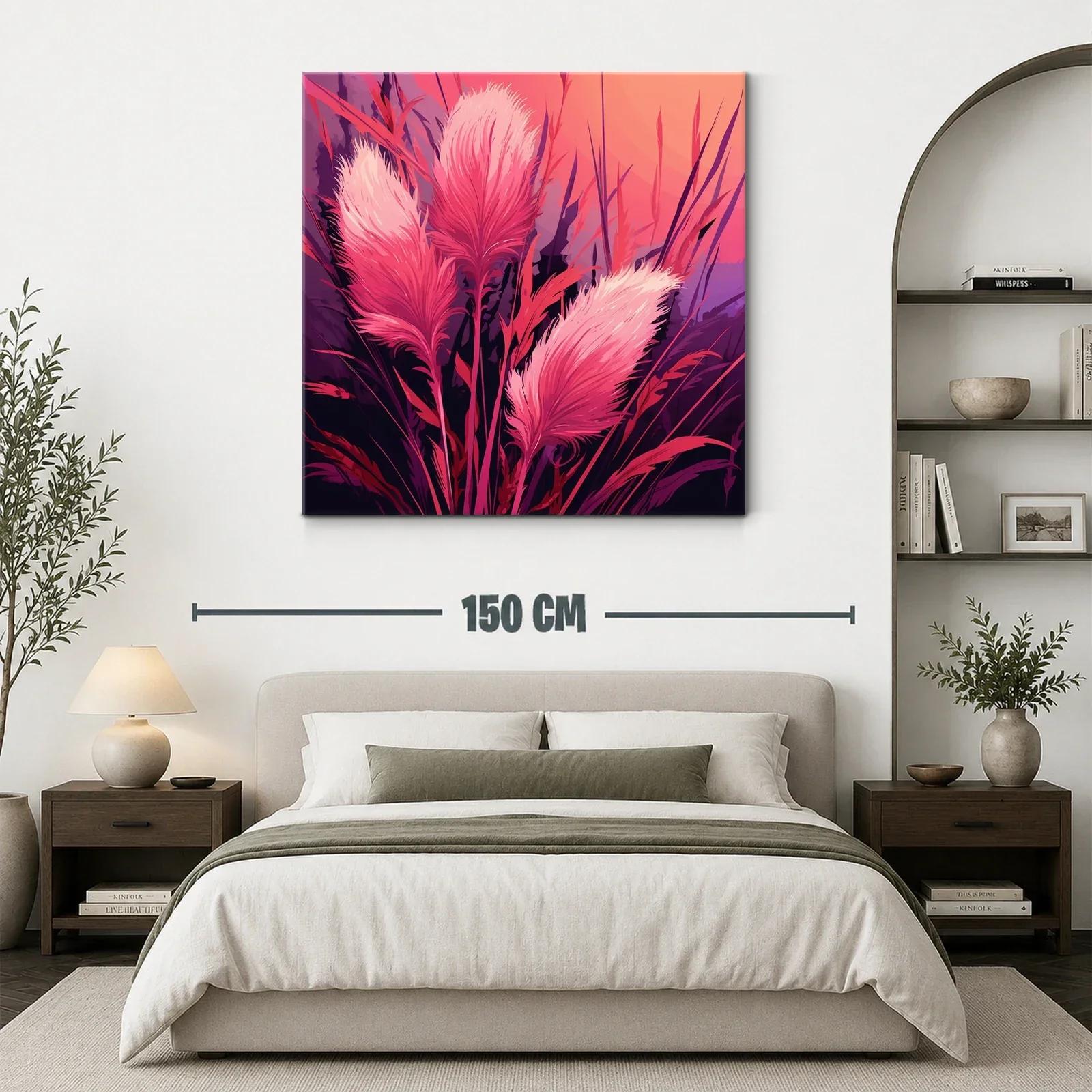 Ramas con plumas rosas en ambiente vibrante — miniatura 3