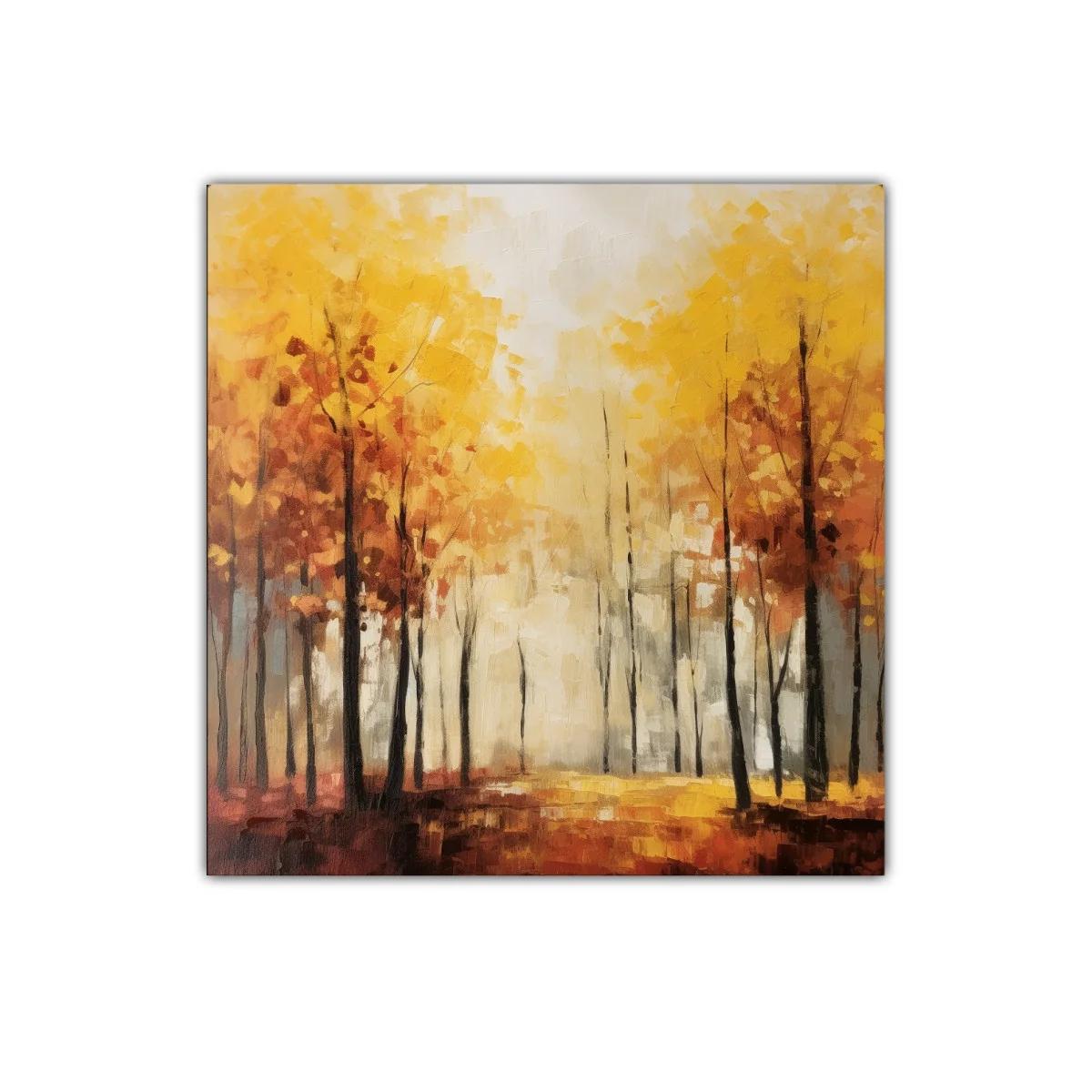 Cuadro decorativo con paisaje otoñal en tonos cálidos — imagen principal