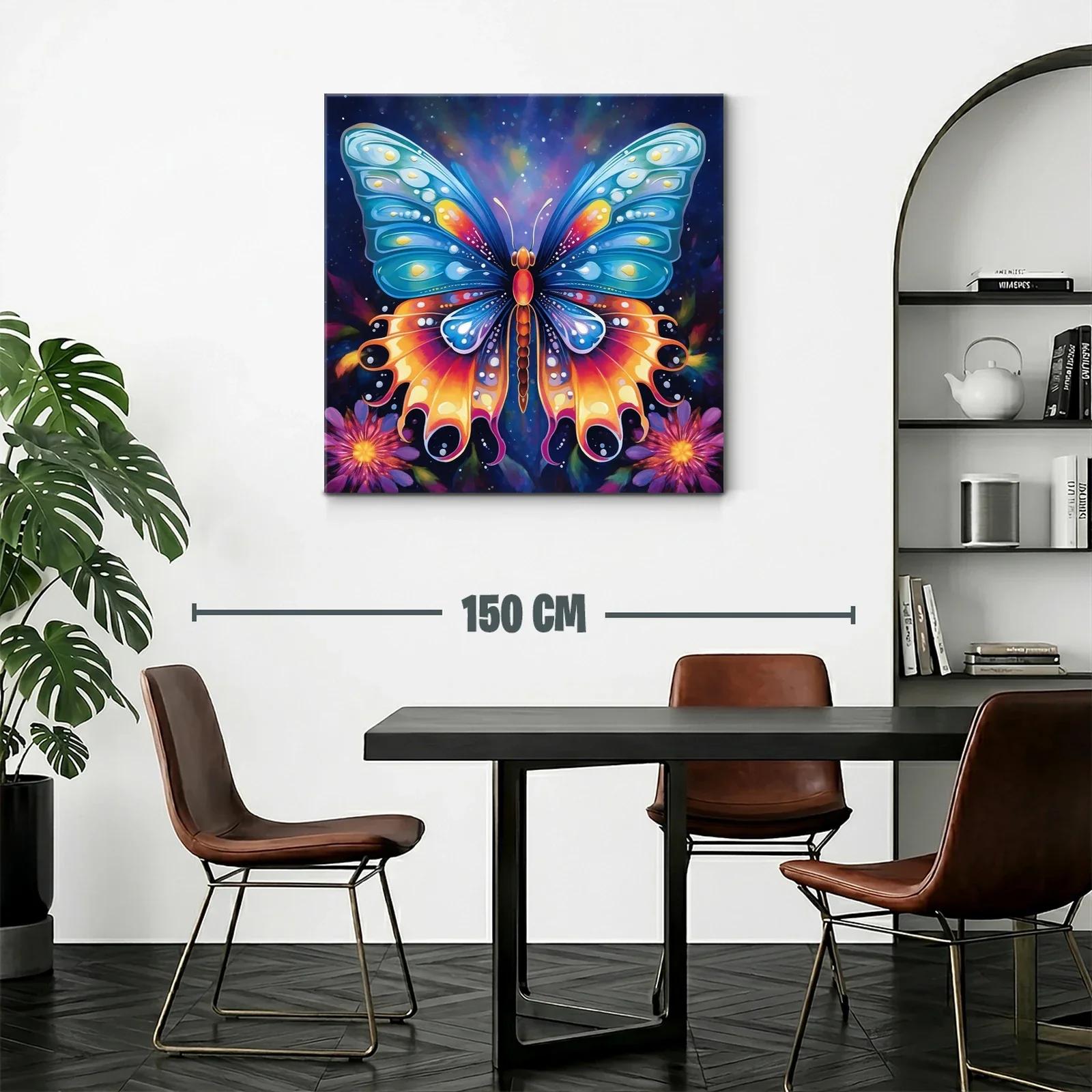 Mariposa vibrante entre flores con fondo estrellado — miniatura 2