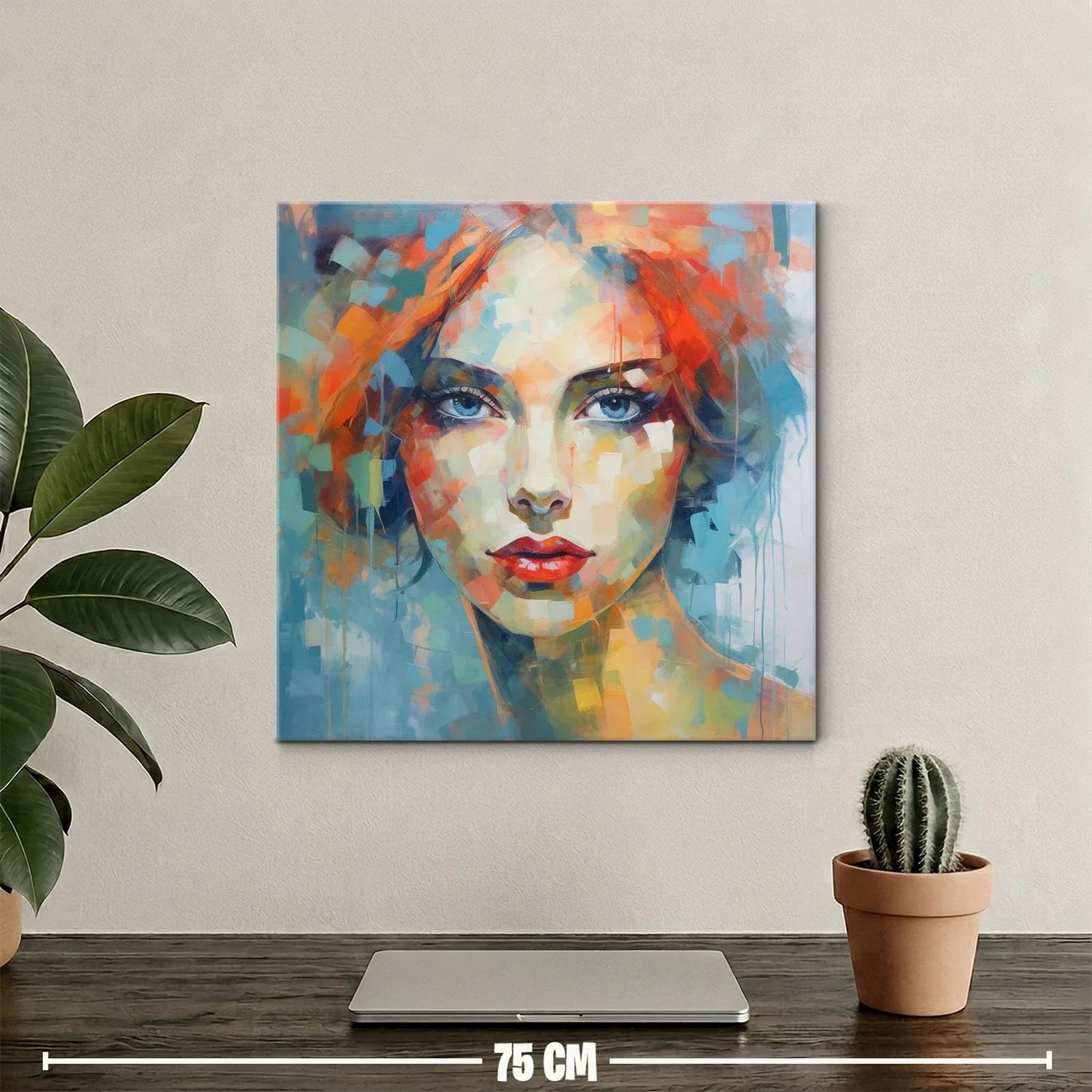 Retrato abstracto femenino con vibrantes tonos cálidos y fríos — miniatura 2