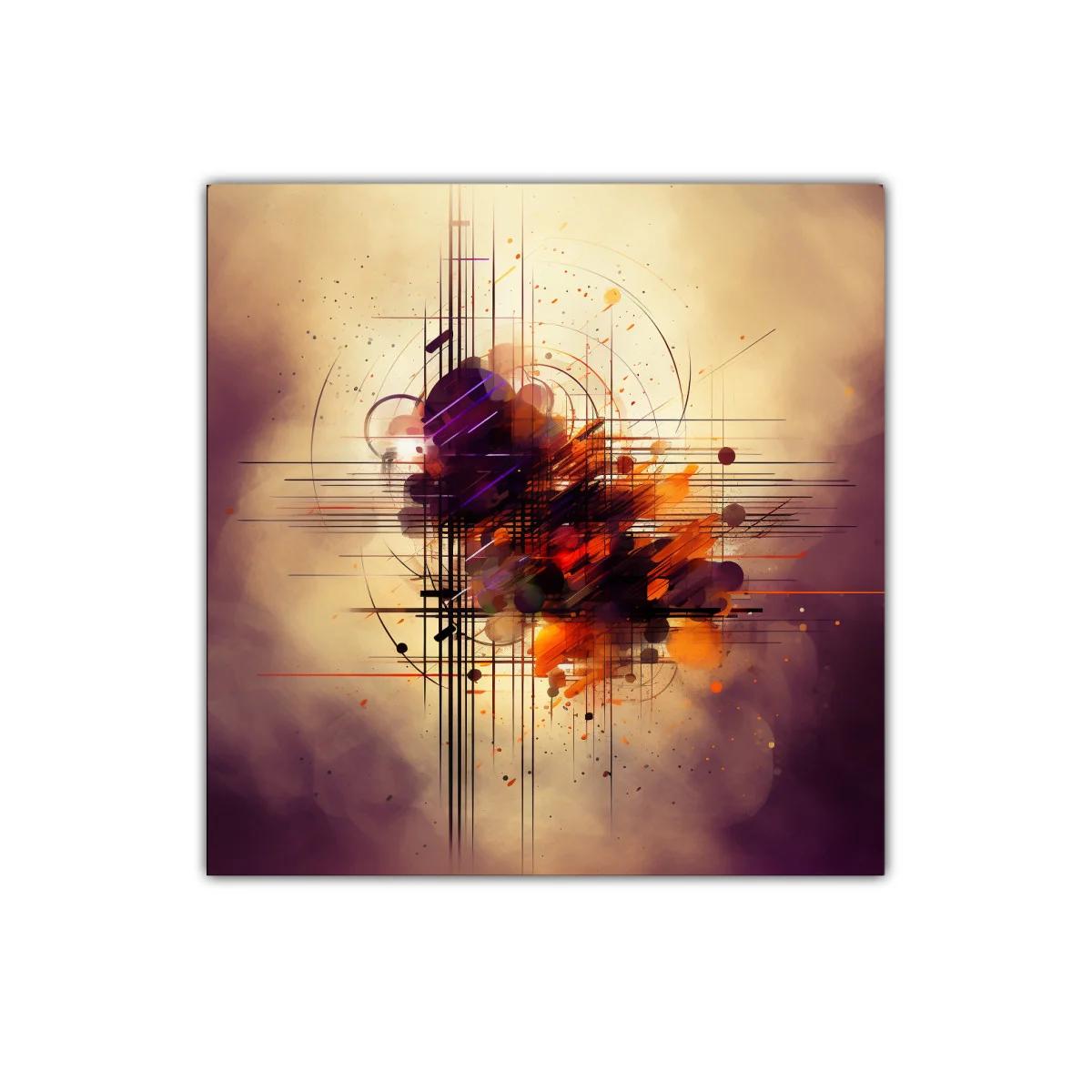 Composición abstracta vibrante con líneas y formas geométricas