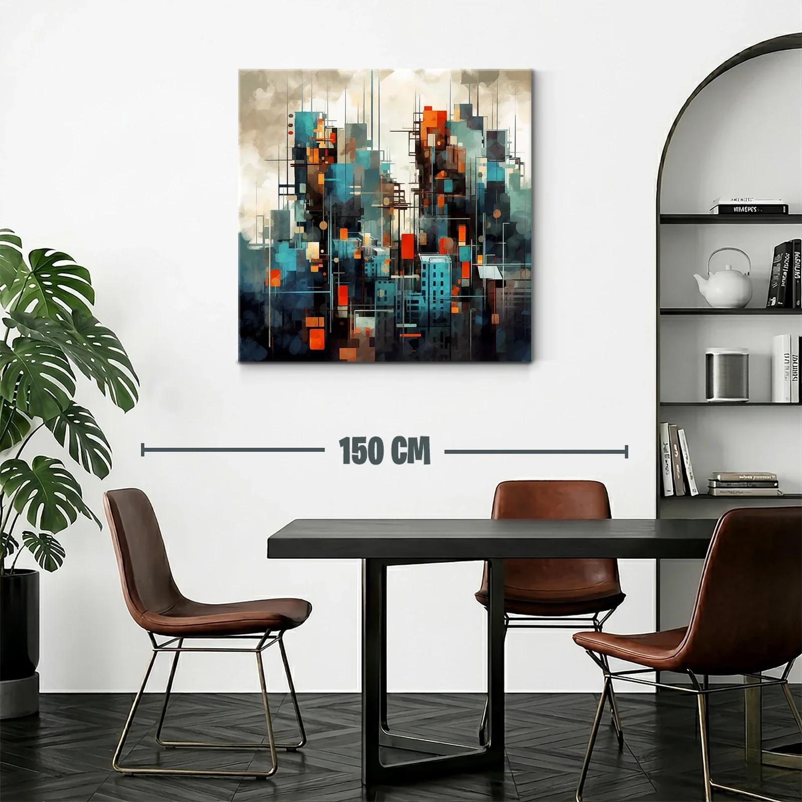 Cuadro abstracto de ciudad moderna con toques vibrantes — miniatura 2