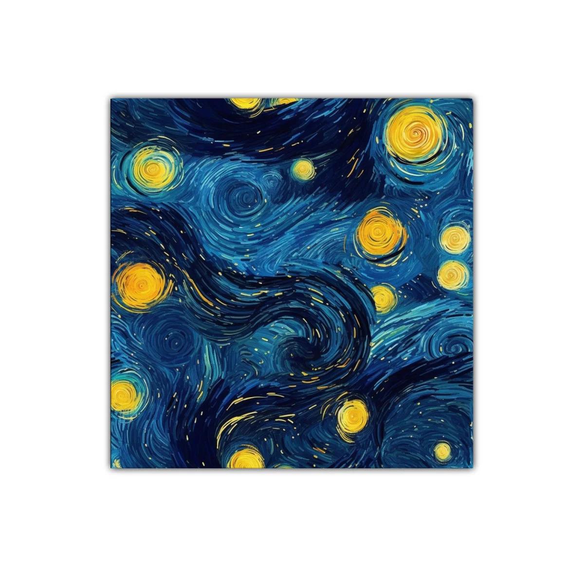 Cuadro vibrante con cielo estrellado en tonos azules y amarillos — imagen principal